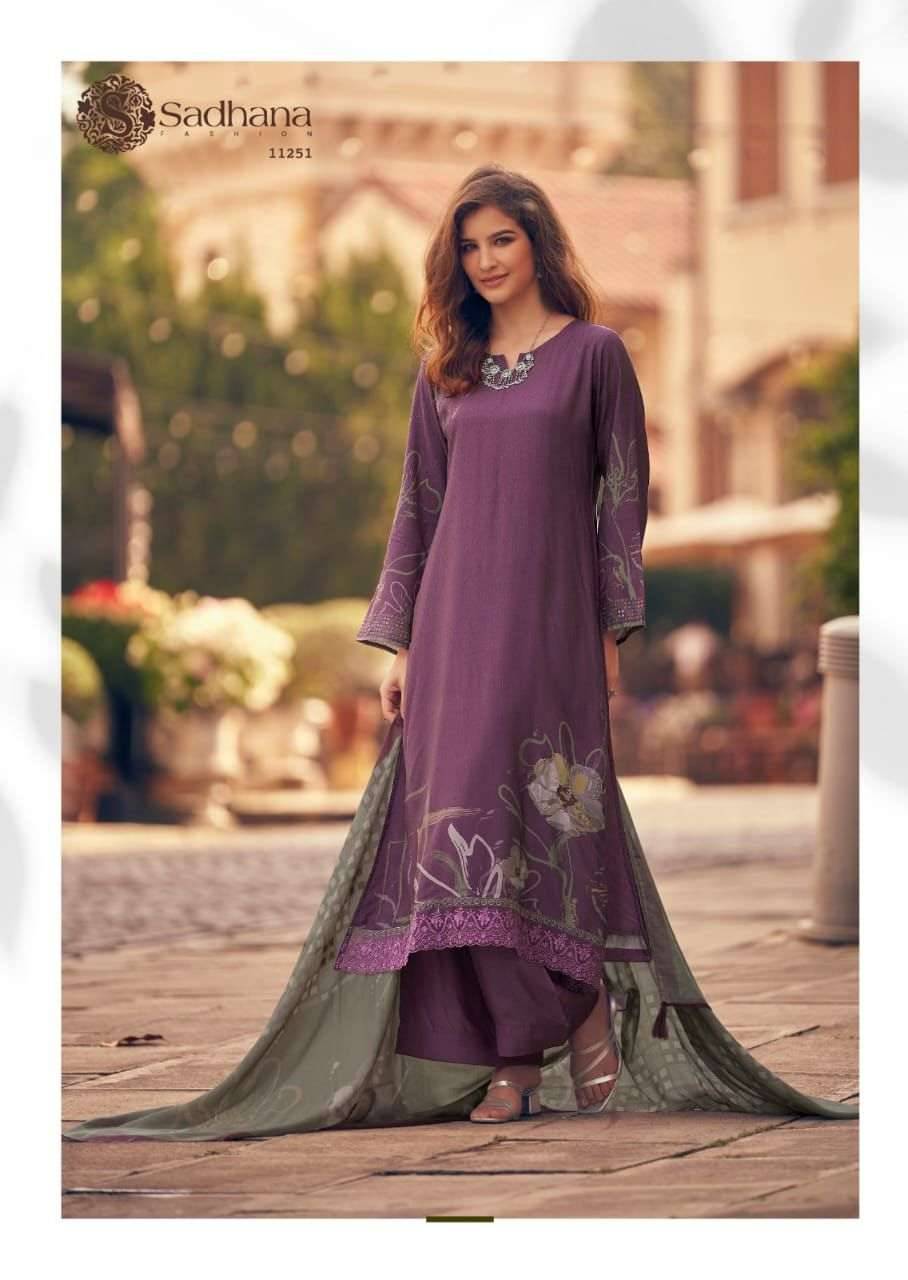 Zariya By Sadhana Fashion 11249 To 11254 Series Designer Festive Suits Beautiful Fancy Stylish Colorful Party Wear & Occasional Wear Pure Muslin Silk Print Dresses At Wholesale Price