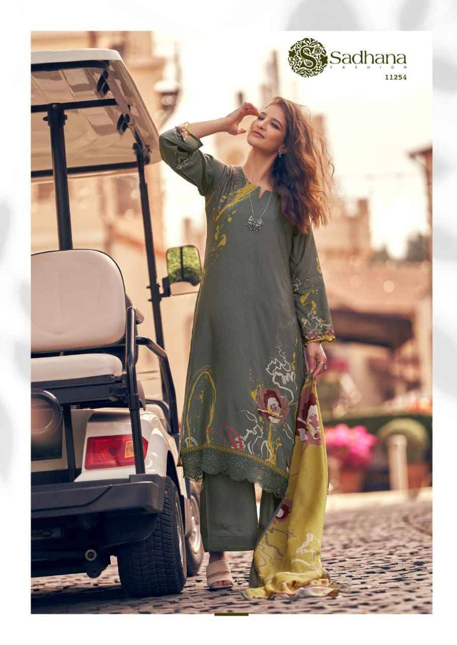 Zariya By Sadhana Fashion 11249 To 11254 Series Designer Festive Suits Beautiful Fancy Stylish Colorful Party Wear & Occasional Wear Pure Muslin Silk Print Dresses At Wholesale Price