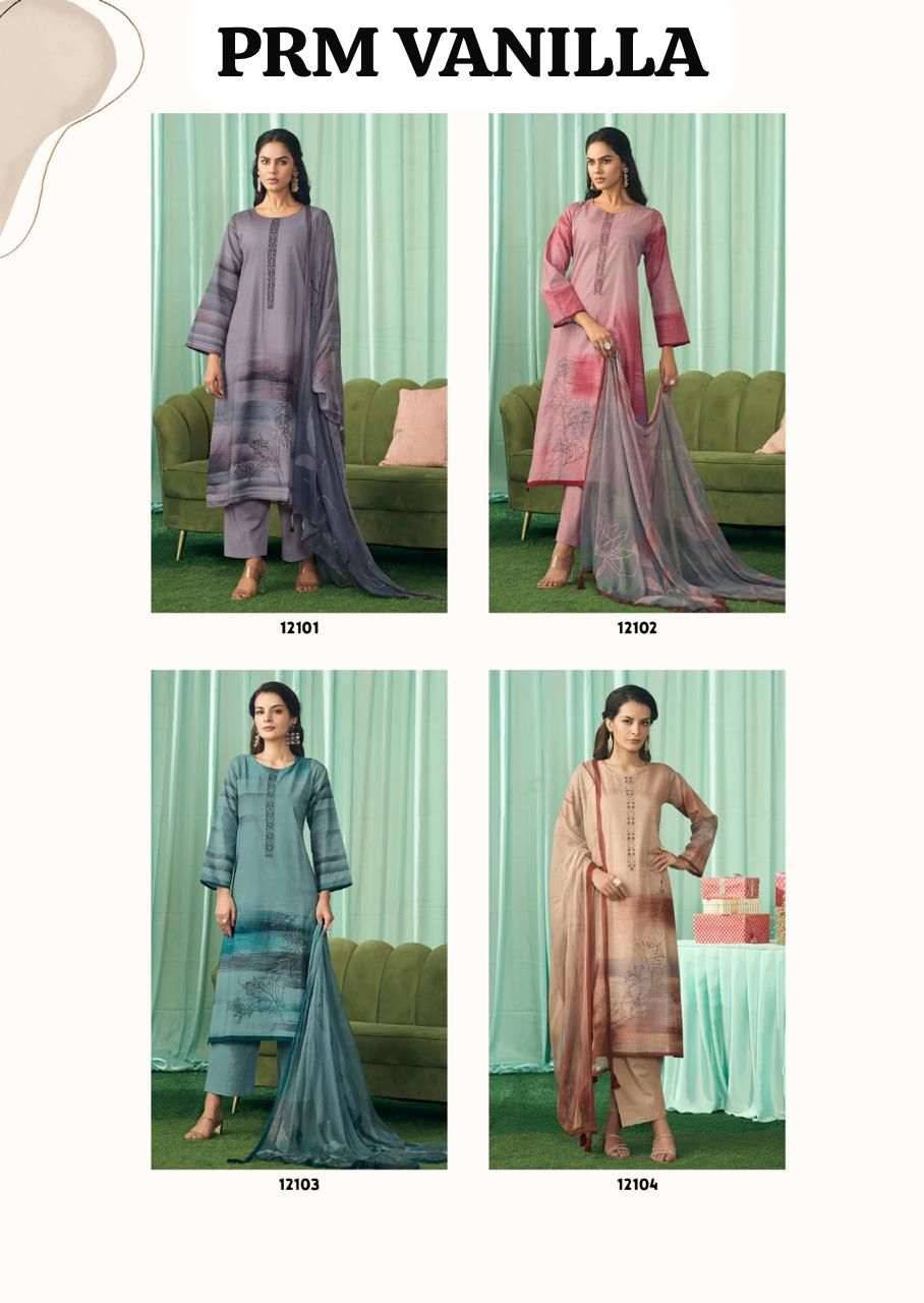 Vanilla By PRM Trendz 12101 To 12106 Series Beautiful Festive Suits Colorful Stylish Fancy Casual Wear & Ethnic Wear Cotton Linen Dresses At Wholesale Price