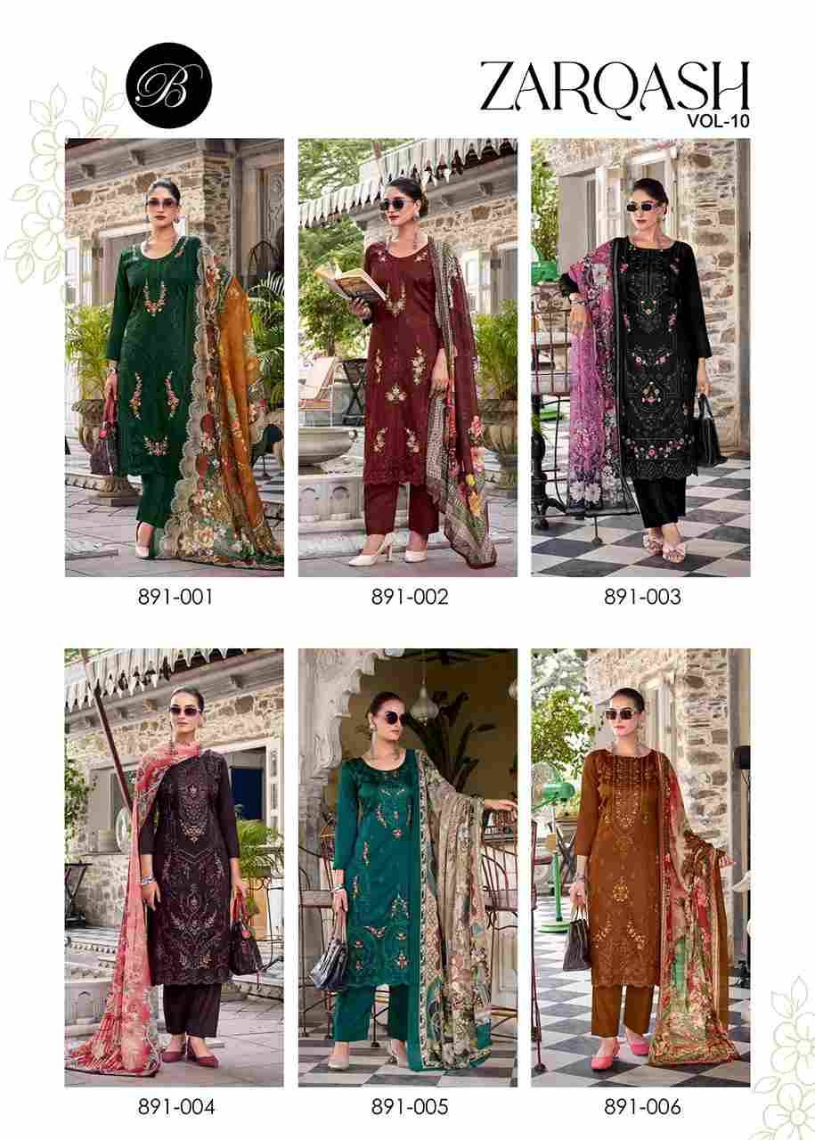 Zarqash Vol-10 By Belliza 891-001 To 891-006 Series Beautiful Festive Suits Stylish Fancy Colorful Casual Wear & Ethnic Wear Pure Jam Dresses At Wholesale Price