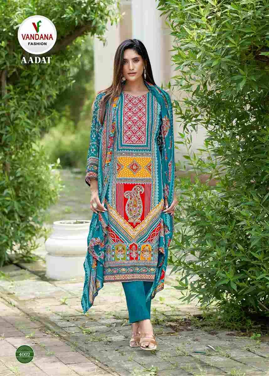 Aadat Vol-4 By Vandana Fashion 4001 To 4006 Series Beautiful Festive Suits Stylish Fancy Colorful Casual Wear & Ethnic Wear Viscose Rayon Print Dresses At Wholesale Price