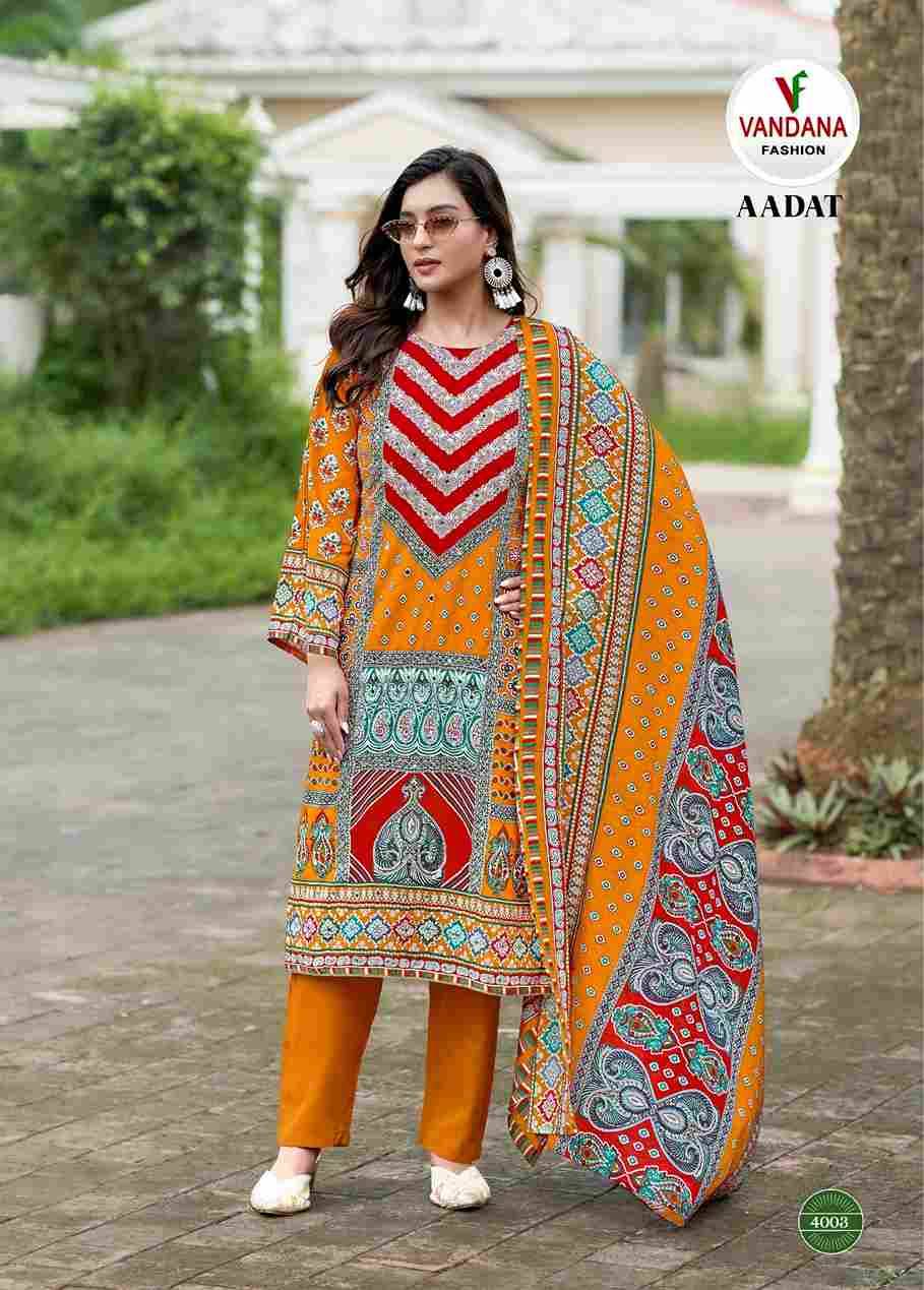Aadat Vol-4 By Vandana Fashion 4001 To 4006 Series Beautiful Festive Suits Stylish Fancy Colorful Casual Wear & Ethnic Wear Viscose Rayon Print Dresses At Wholesale Price