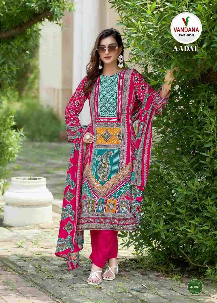 Aadat Vol-4 By Vandana Fashion 4001 To 4006 Series Beautiful Festive Suits Stylish Fancy Colorful Casual Wear & Ethnic Wear Viscose Rayon Print Dresses At Wholesale Price
