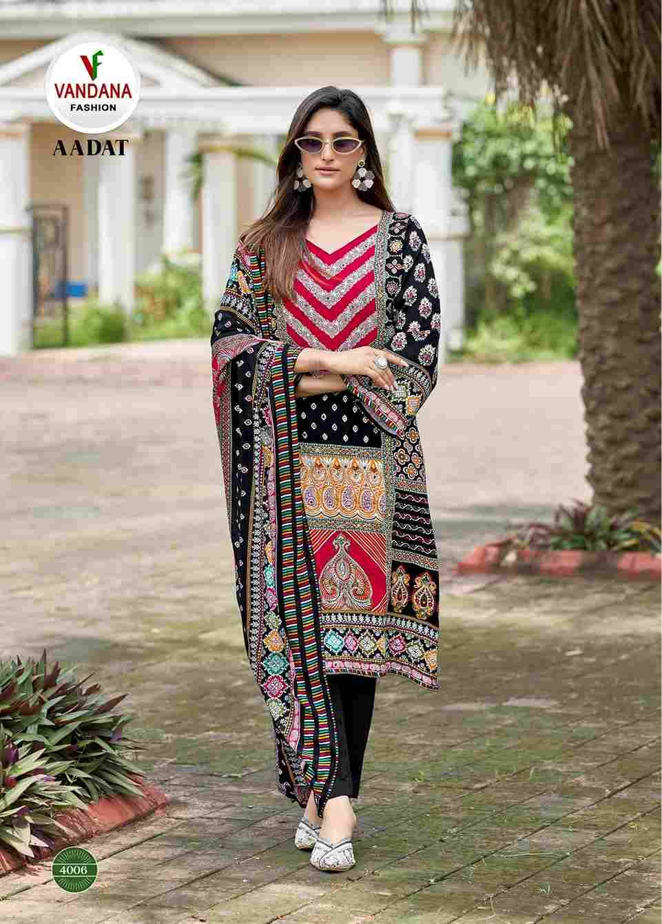 Aadat Vol-4 By Vandana Fashion 4001 To 4006 Series Beautiful Festive Suits Stylish Fancy Colorful Casual Wear & Ethnic Wear Viscose Rayon Print Dresses At Wholesale Price