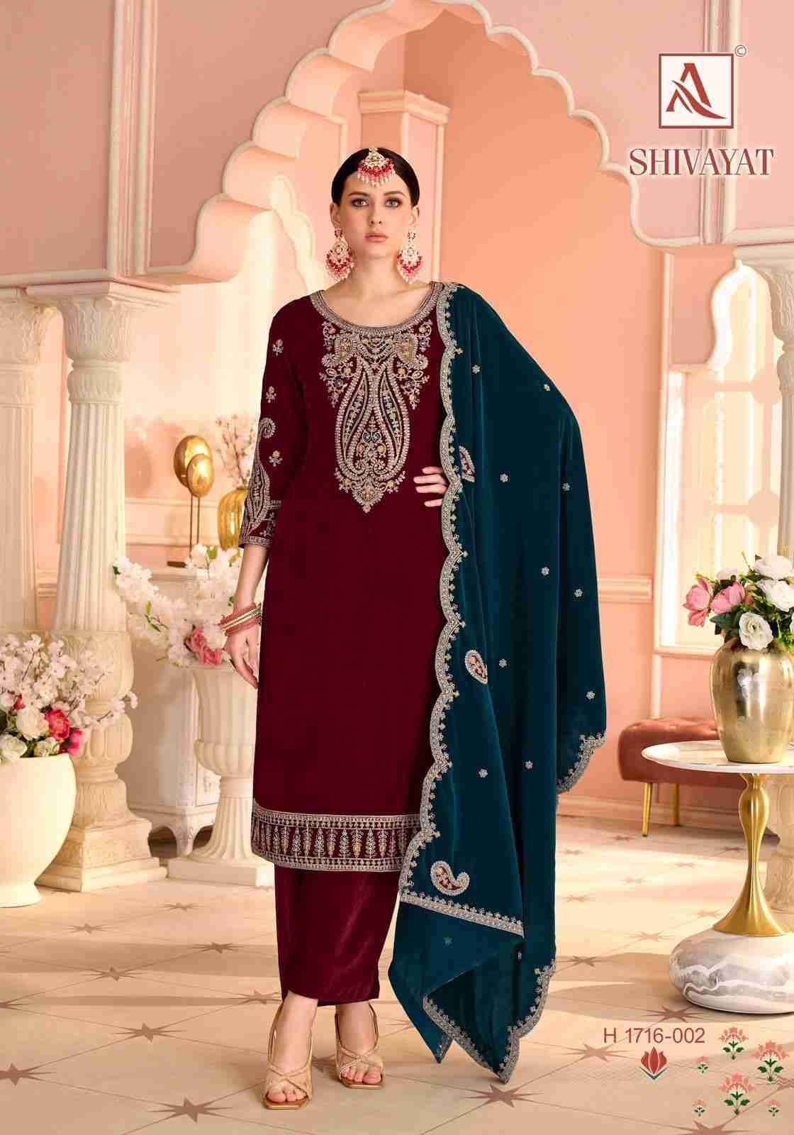 Shivayat By Alok Suit 1716-001 To 1716-004 Series Beautiful Festive Suits Colorful Stylish Fancy Casual Wear & Ethnic Wear Pure Velvet Dresses At Wholesale Price