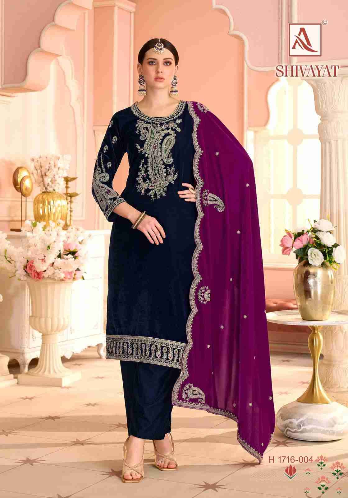 Shivayat By Alok Suit 1716-001 To 1716-004 Series Beautiful Festive Suits Colorful Stylish Fancy Casual Wear & Ethnic Wear Pure Velvet Dresses At Wholesale Price