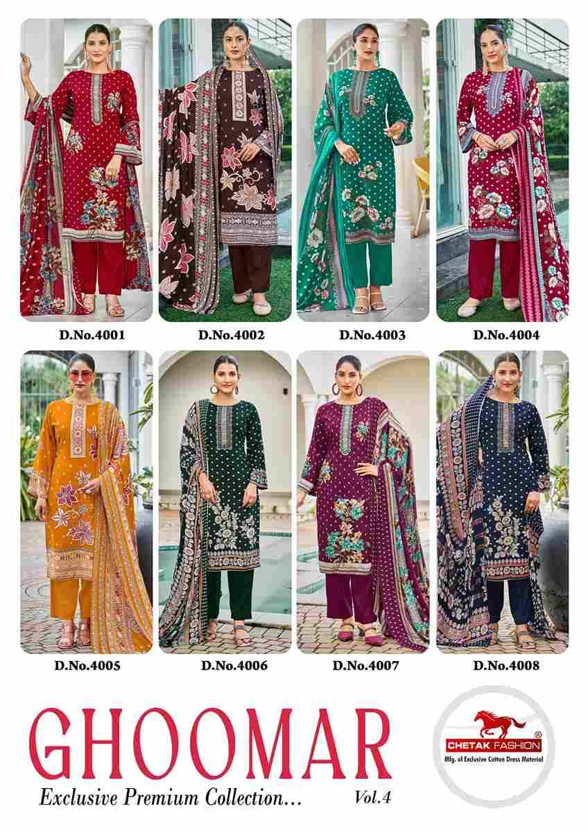 Ghoomar Vol-4 By Chetak Fashion 4001 To 4008 Series Beautiful Festive Suits Colorful Stylish Fancy Casual Wear & Ethnic Wear Rayon Cotton Print Dresses At Wholesale Price