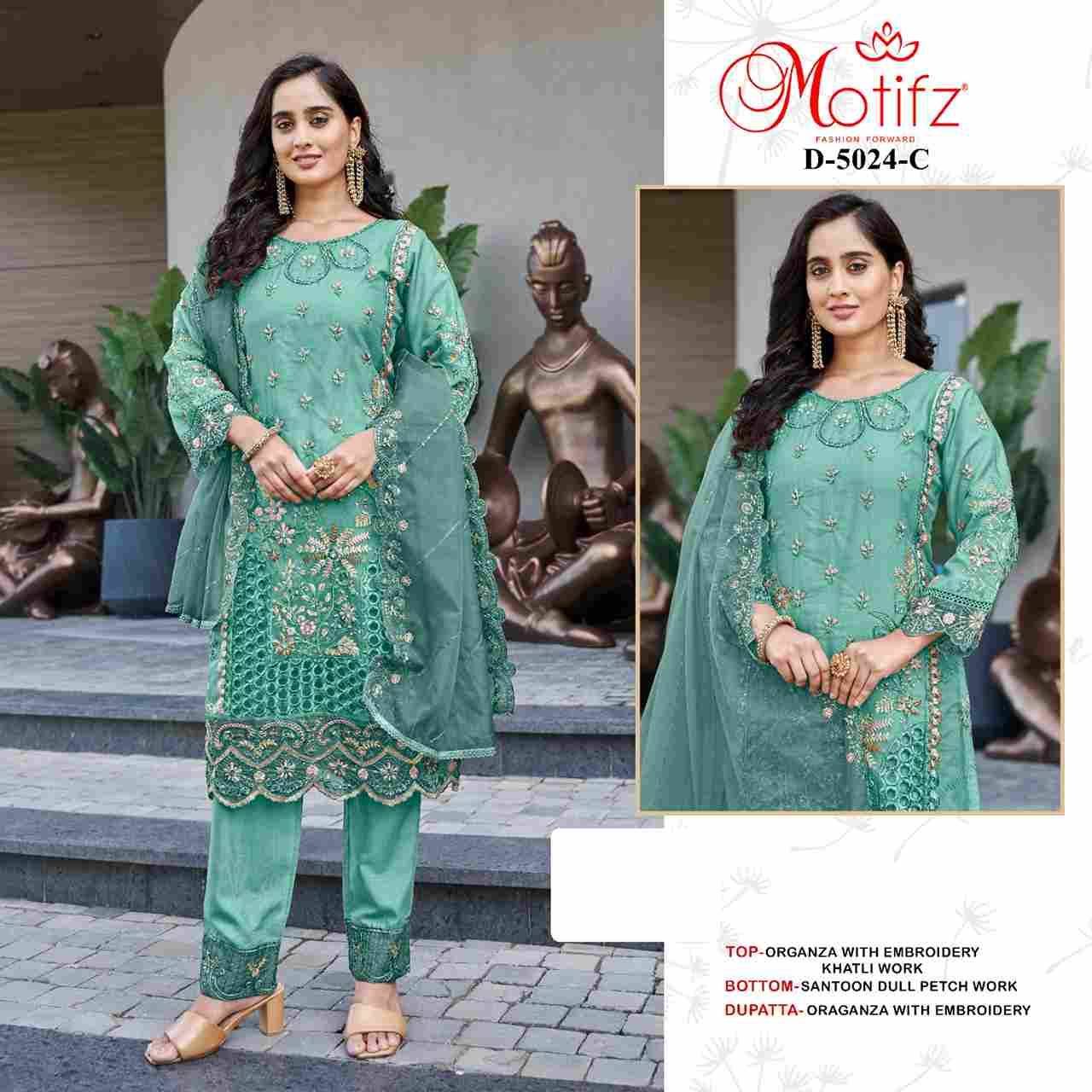 Motifz Hit Design 5024 Colours By Motifz 5024-A To 5024-D Series Beautiful Pakistani Suits Colorful Stylish Fancy Casual Wear & Ethnic Wear Organza Dresses At Wholesale Price