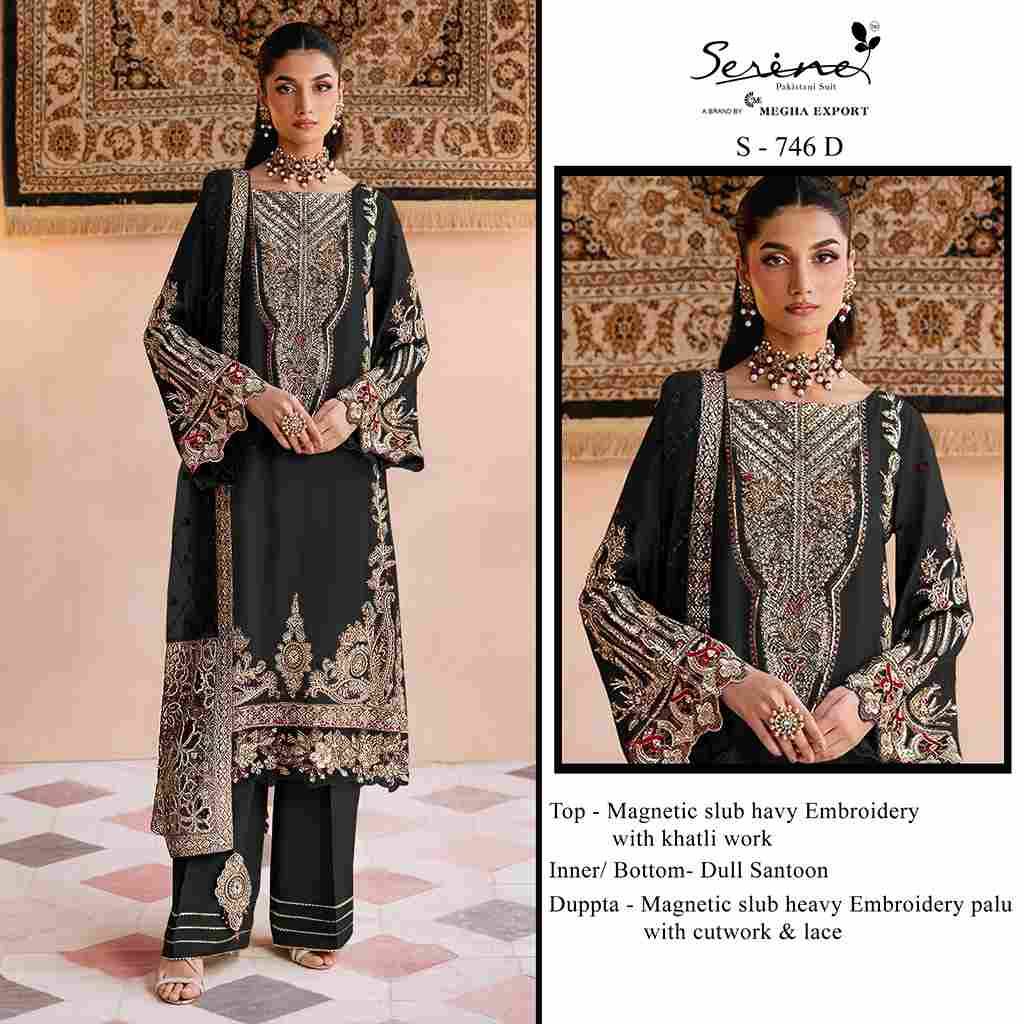 Serene Hit Design S-746 Colours By Serene S-746-A To S-746-D Series Designer Pakistani Suits Beautiful Fancy Colorful Stylish Party Wear & Occasional Wear Pure Slub Embroidered Dresses At Wholesale Price