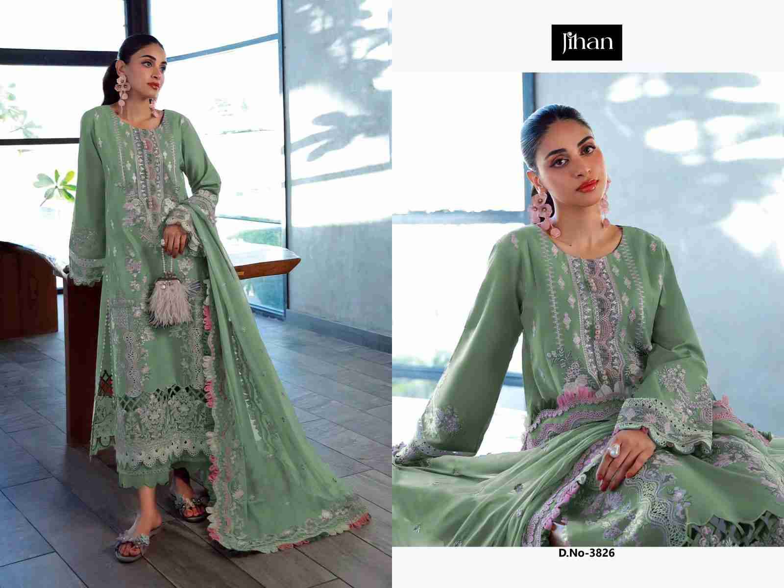 Elan Vol-1 By Jihan 3826 To 3838 Series Designer Pakistani Suits Beautiful Fancy Stylish Colorful Party Wear & Occasional Wear Pure Cotton Dresses At Wholesale Price