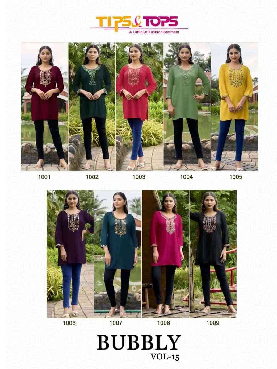 Bubbly Vol-15 By Tips And Tops 1001 To 1009 Series Designer Stylish Fancy Colorful Beautiful Party Wear & Ethnic Wear Collection Rayon Slub Print Tops At Wholesale Price