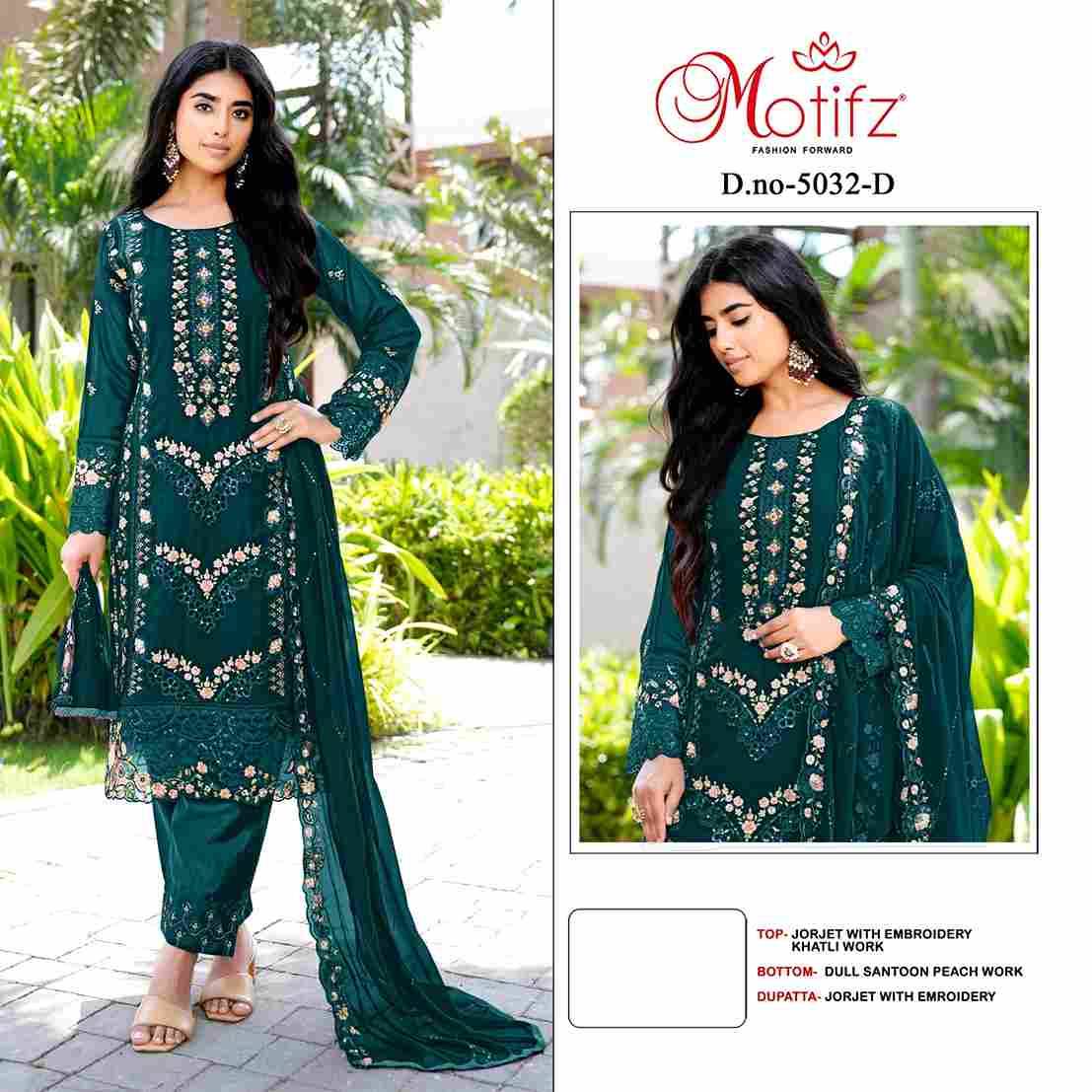 Motifz Hit Design 5032 Colours By Motifz 5032-A To 5032-D Series Beautiful Pakistani Suits Colorful Stylish Fancy Casual Wear & Ethnic Wear Georgette Dresses At Wholesale Price