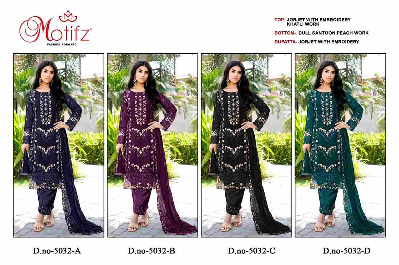 Motifz Hit Design 5032 Colours By Motifz 5032-A To 5032-D Series Beautiful Pakistani Suits Colorful Stylish Fancy Casual Wear & Ethnic Wear Georgette Dresses At Wholesale Price