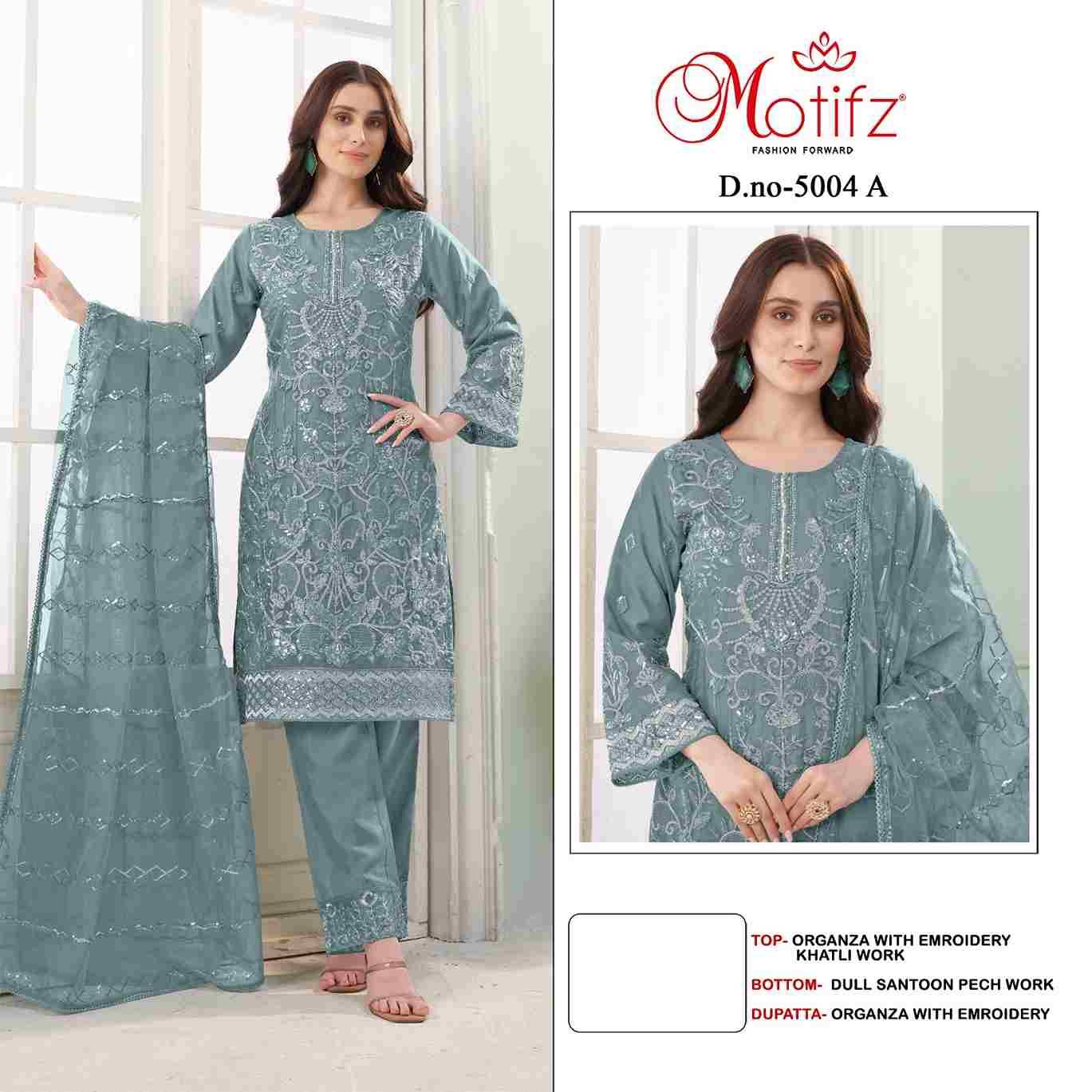 Motifz Hit Design 5004 Colours By Motifz 5004-A To 5004-D Series Beautiful Pakistani Suits Colorful Stylish Fancy Casual Wear & Ethnic Wear Organza Dresses At Wholesale Price
