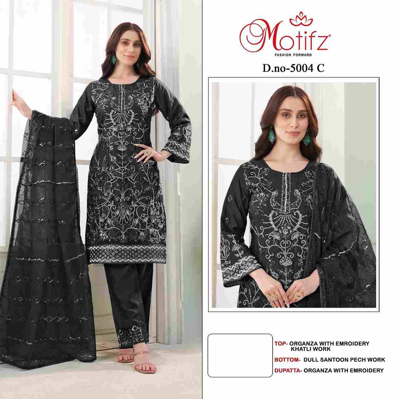 Motifz Hit Design 5004 Colours By Motifz 5004-A To 5004-D Series Beautiful Pakistani Suits Colorful Stylish Fancy Casual Wear & Ethnic Wear Organza Dresses At Wholesale Price