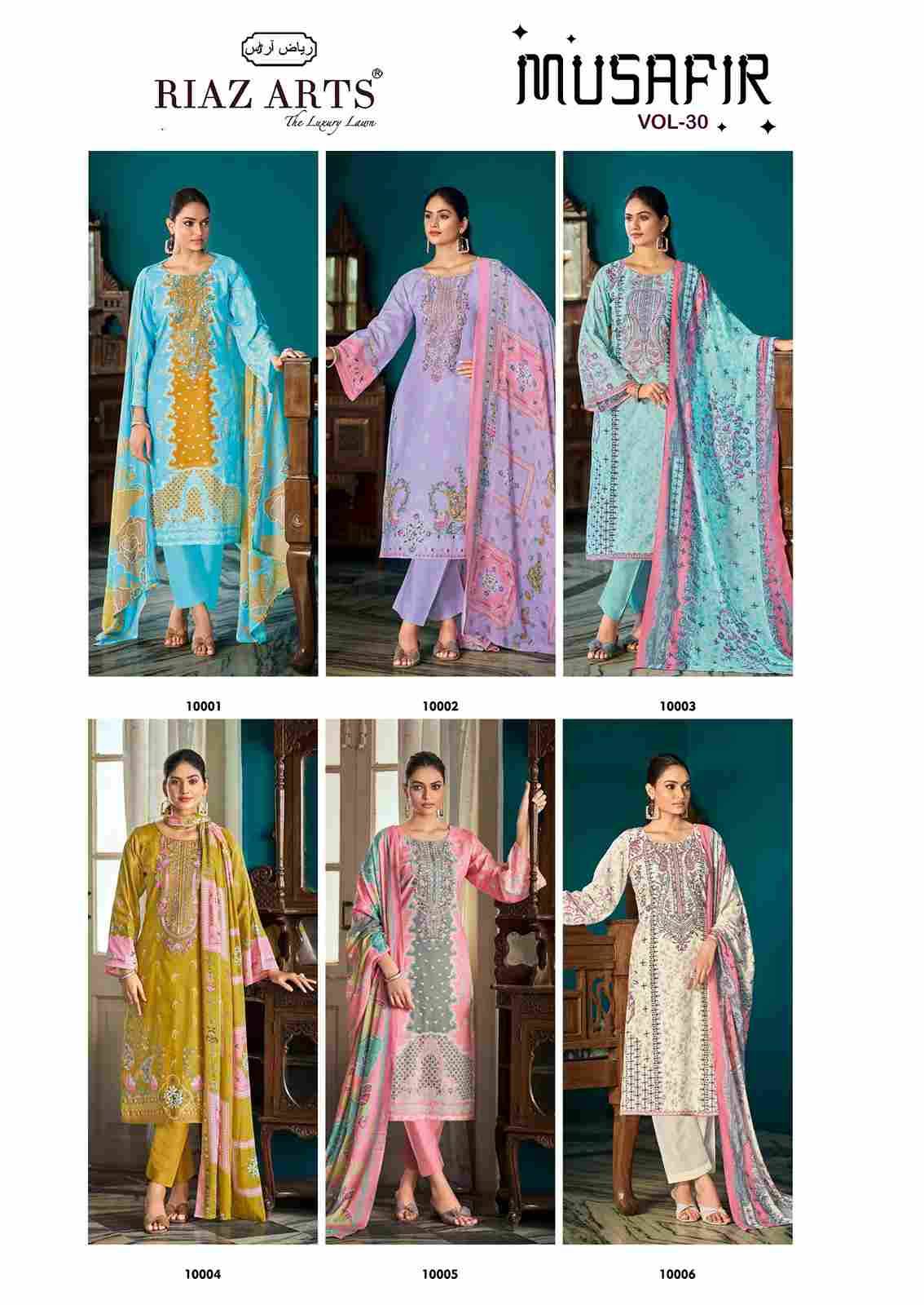 Musafir Vol-30 By Riaz Arts 10001 To 10006 Series Beautiful Festive Suits Stylish Fancy Colorful Casual Wear & Ethnic Wear Pure Cotton Print Dresses At Wholesale Price
