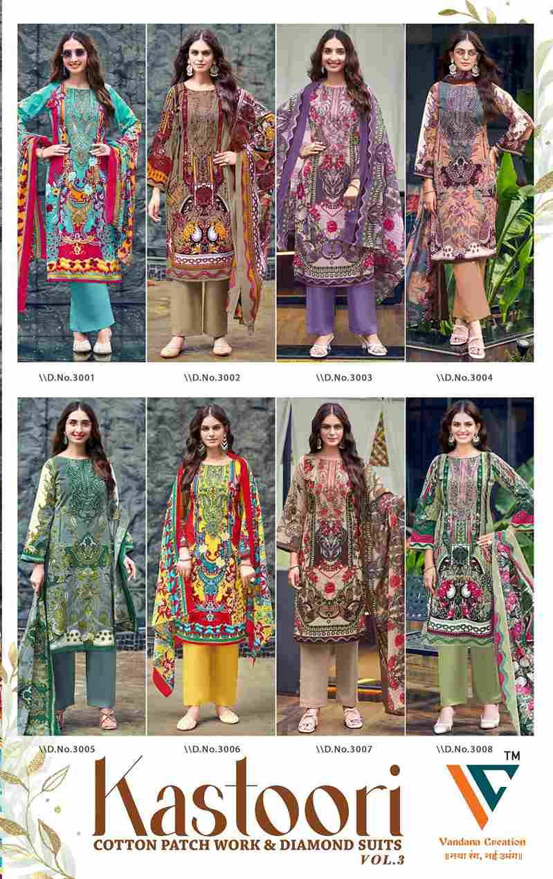 Kastoori Vol-3 By Vandana Creation 3001 To 3008 Series Beautiful Festive Suits Stylish Fancy Colorful Casual Wear & Ethnic Wear Cotton Print Dresses At Wholesale Price