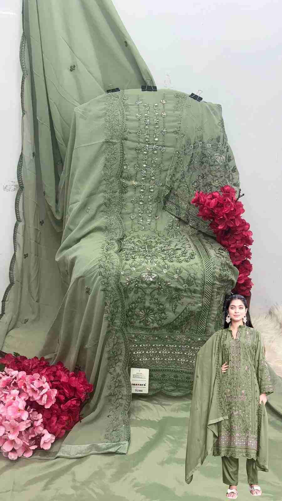 Rose Hand Craft By Shanaya Fashion 214-A To 214-C Series Beautiful Pakistani Suits Colorful Stylish Fancy Casual Wear & Ethnic Wear Faux Georgette Dresses At Wholesale Price