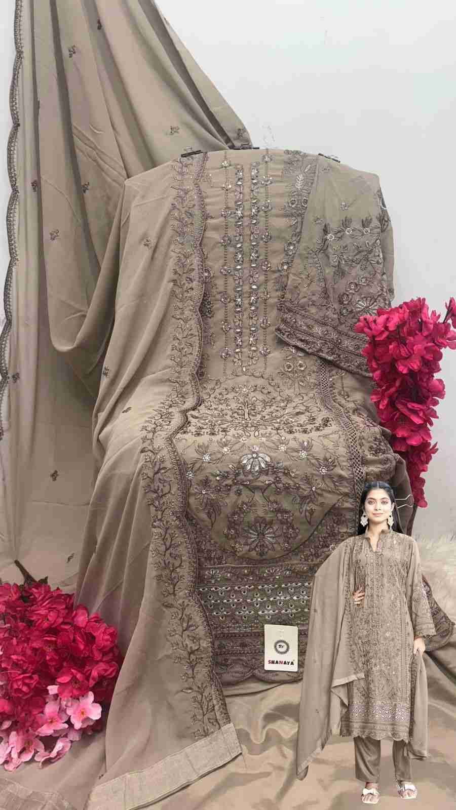 Rose Hand Craft By Shanaya Fashion 214-A To 214-C Series Beautiful Pakistani Suits Colorful Stylish Fancy Casual Wear & Ethnic Wear Faux Georgette Dresses At Wholesale Price