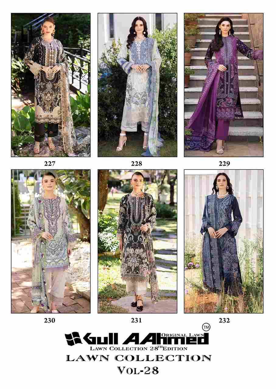 Gull Aahmed Lawn Collection Vol-28 By Gull Aahmed 227 To 232 Series Beautiful Festive Suits Stylish Fancy Colorful Casual Wear & Ethnic Wear Pure Lawn Dresses At Wholesale Price