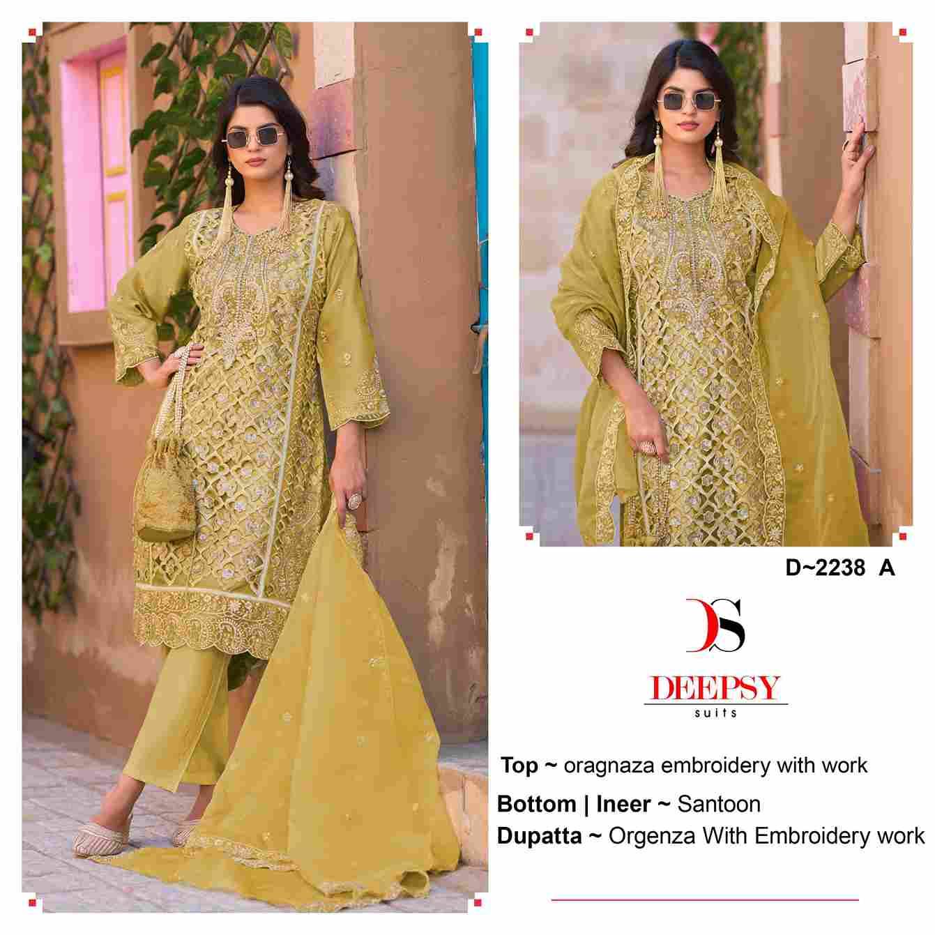Deepsy Hit Design 2238 Colours By Deepsy Suits 2238-A To 2238-D Series Beautiful Pakistani Suits Colorful Stylish Fancy Casual Wear & Ethnic Wear Organza With Embroidered Dresses At Wholesale Price
