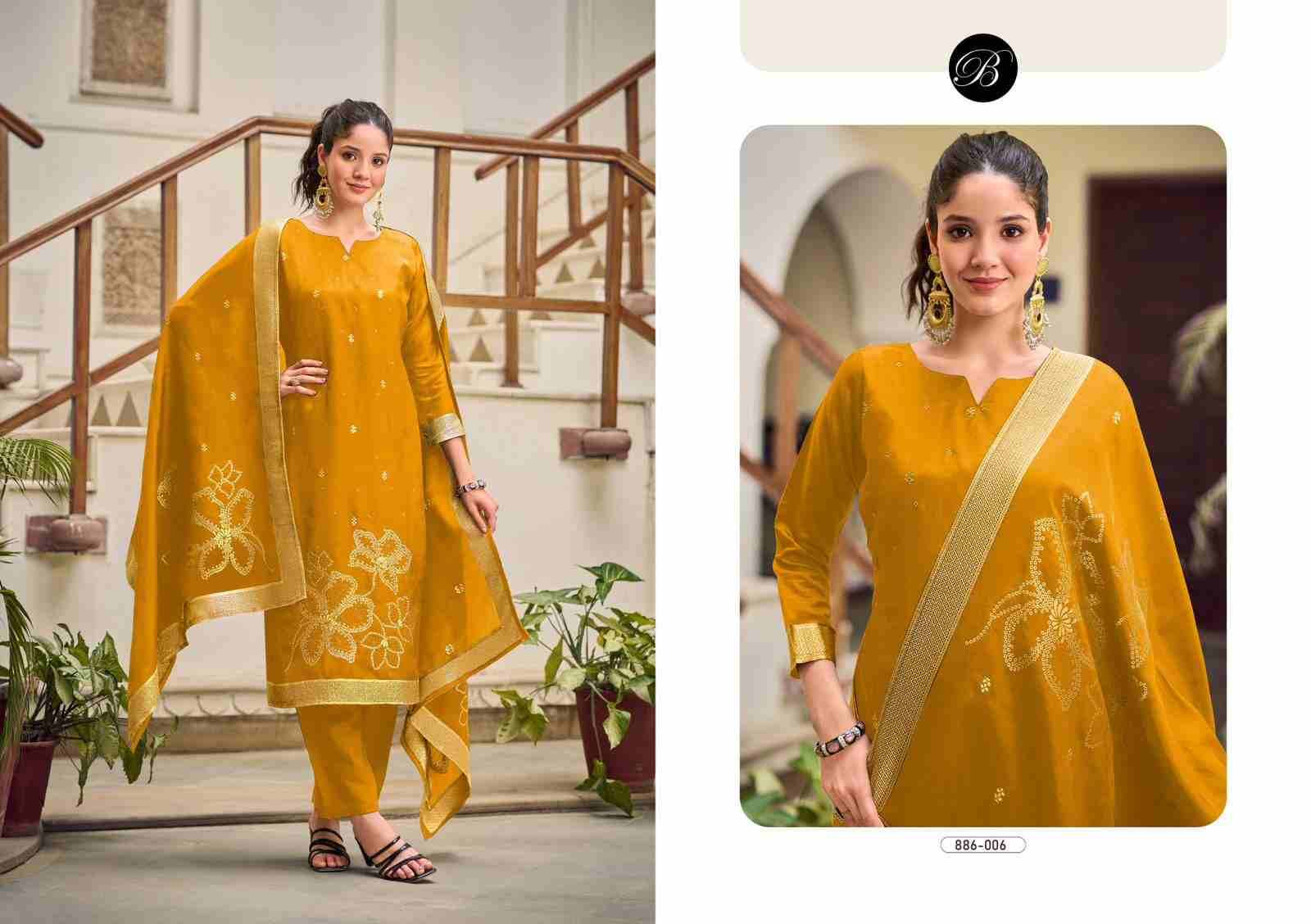 Anuja Vol-2 By Belliza 886-001 To 886-006 Series Beautiful Festive Suits Stylish Fancy Colorful Casual Wear & Ethnic Wear Pure Viscose Dola Silk Jacquard Dresses At Wholesale Price