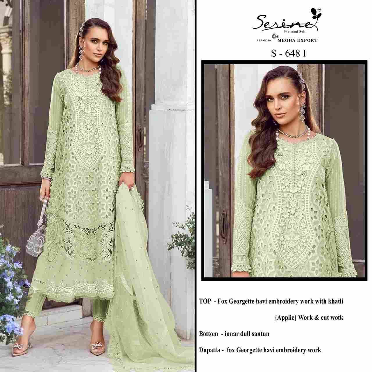 Serene Hit Design S-648 Colours Vol-3 By Serene S-648-I To S-648-L Series Designer Pakistani Suits Beautiful Fancy Colorful Stylish Party Wear & Occasional Wear Faux Georgette Embroidered Dresses At Wholesale Price