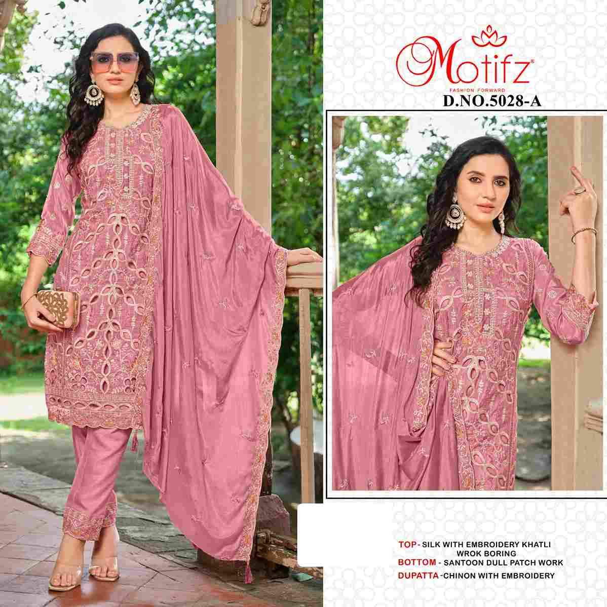 Motifz Hit Design 5028 Colours By Motifz 5028-A To 5028-D Series Beautiful Pakistani Suits Colorful Stylish Fancy Casual Wear & Ethnic Wear Silk Dresses At Wholesale Price