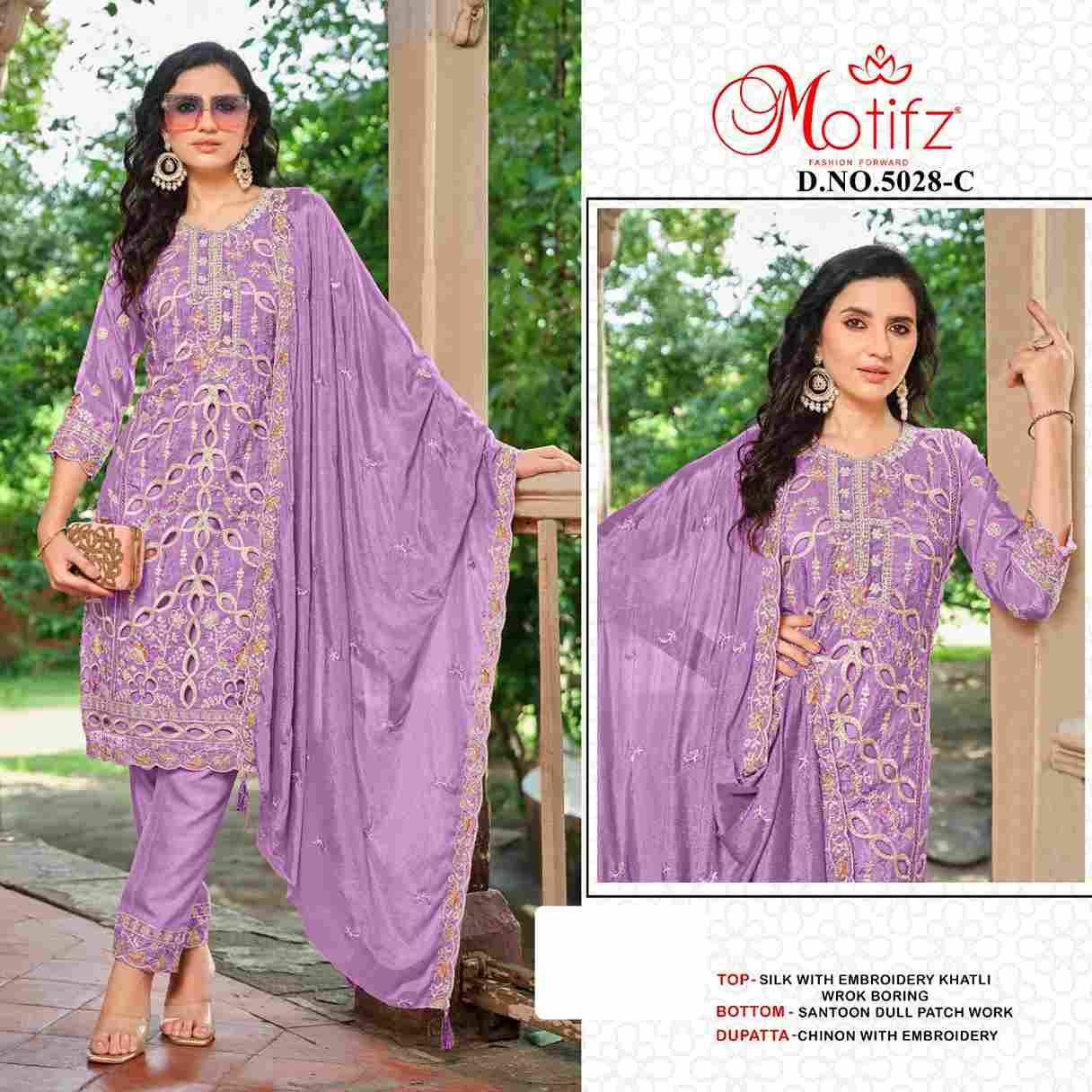 Motifz Hit Design 5028 Colours By Motifz 5028-A To 5028-D Series Beautiful Pakistani Suits Colorful Stylish Fancy Casual Wear & Ethnic Wear Silk Dresses At Wholesale Price