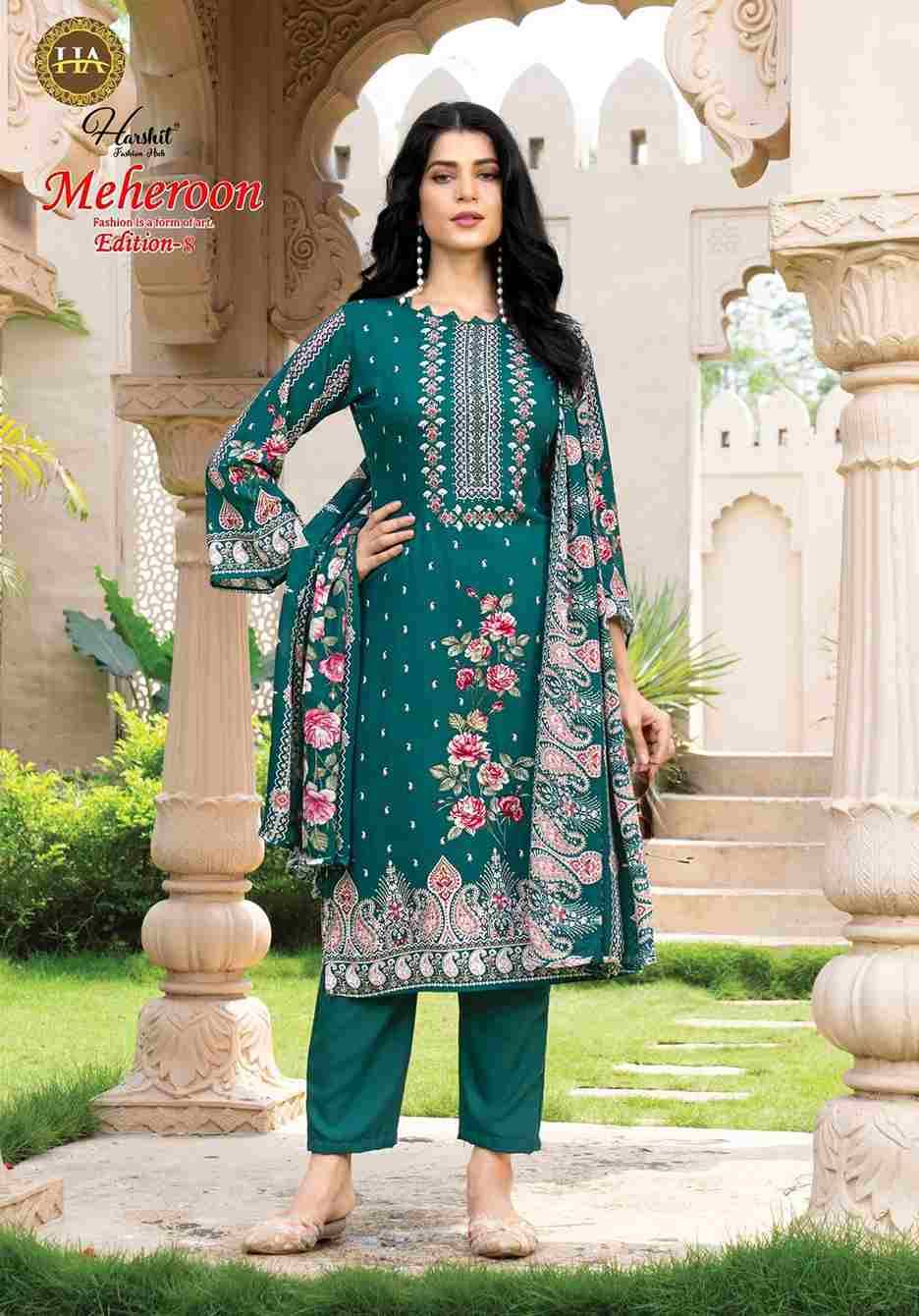 Meheroon Vol-8 By Harshit Fashion Hub 2517-17-01 To 2517-17-06 Series Beautiful Festive Suits Stylish Fancy Colorful Casual Wear & Ethnic Wear Pure Viscose Rayon Dresses At Wholesale Price