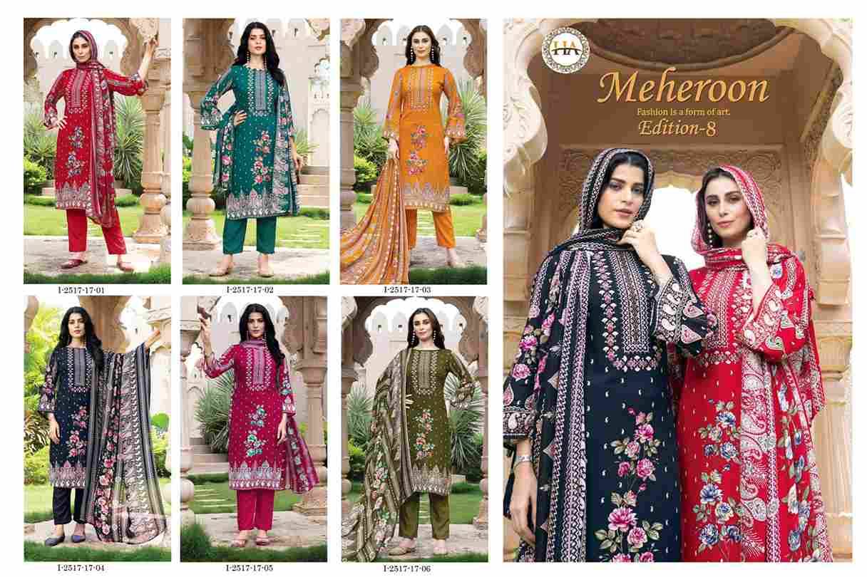 Meheroon Vol-8 By Harshit Fashion Hub 2517-17-01 To 2517-17-06 Series Beautiful Festive Suits Stylish Fancy Colorful Casual Wear & Ethnic Wear Pure Viscose Rayon Dresses At Wholesale Price