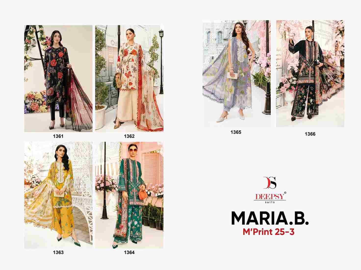Maria.B. Mprint-25 Vol-3 By Deepsy Suits 1361 To 1366 Series Pakistani Stylish Beautiful Colourful Printed & Embroidered Party Wear & Occasional Wear Pure Cotton Dresses At Wholesale Price