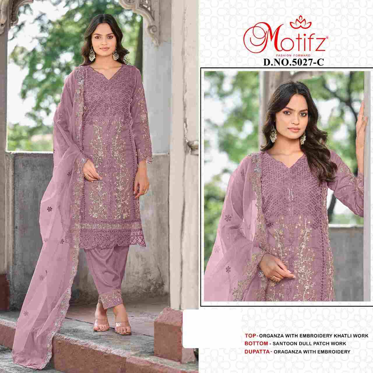 Motifz Hit Design 5027 Colours By Motifz 5027-A To 5027-D Series Beautiful Pakistani Suits Colorful Stylish Fancy Casual Wear & Ethnic Wear Organza Dresses At Wholesale Price