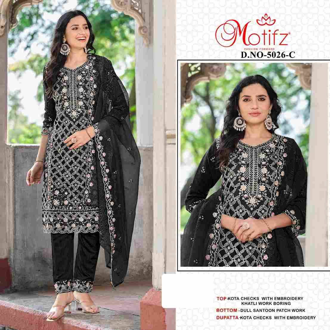 Motifz Hit Design 5026 Colours By Motifz 5026-A To 5026-D Series Beautiful Pakistani Suits Colorful Stylish Fancy Casual Wear & Ethnic Wear Kota Checks Dresses At Wholesale Price