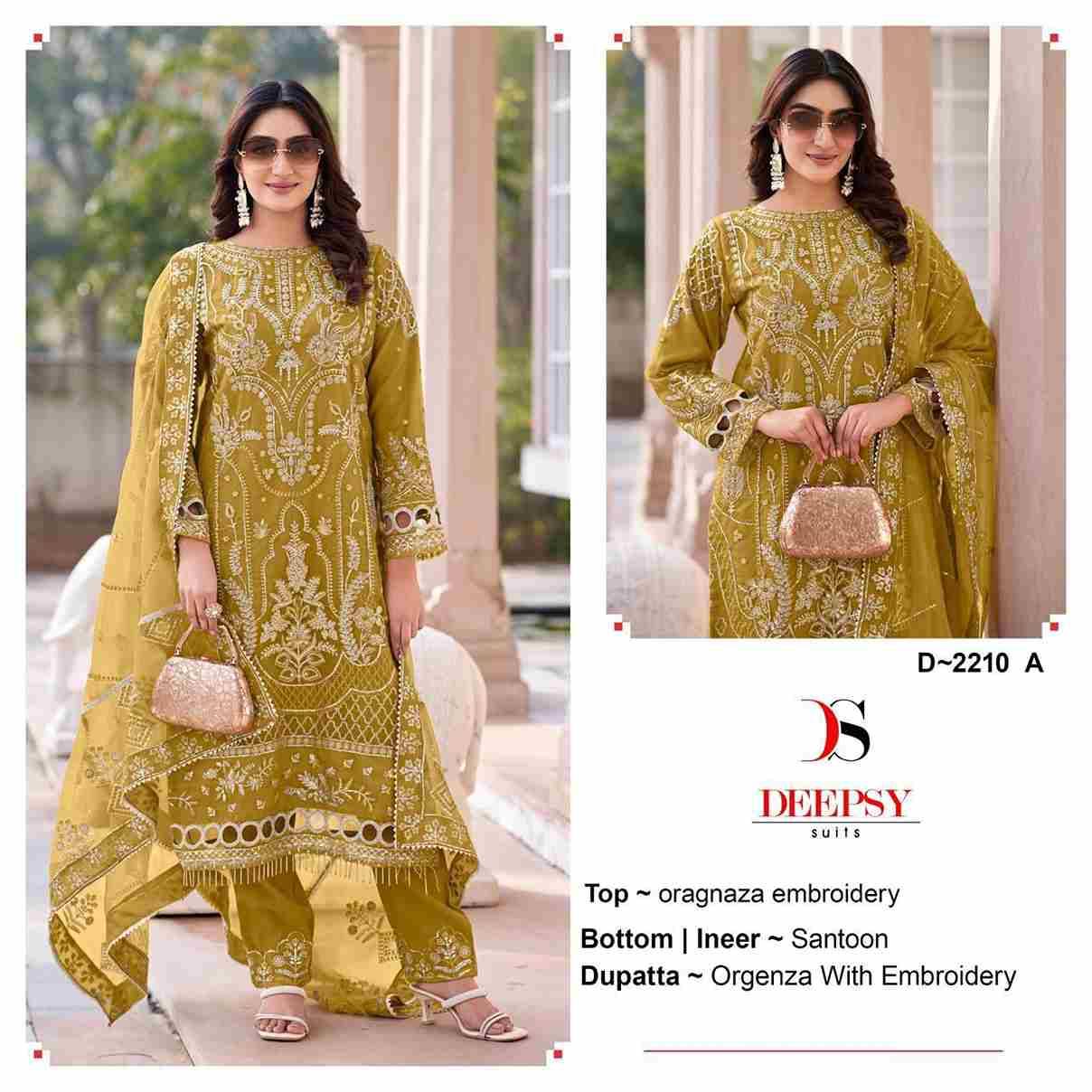 Deepsy Hit Design 2210 Colours By Deepsy Suits 2210-A To 2210-D Series Beautiful Pakistani Suits Colorful Stylish Fancy Casual Wear & Ethnic Wear Organza With Embroidered Dresses At Wholesale Price