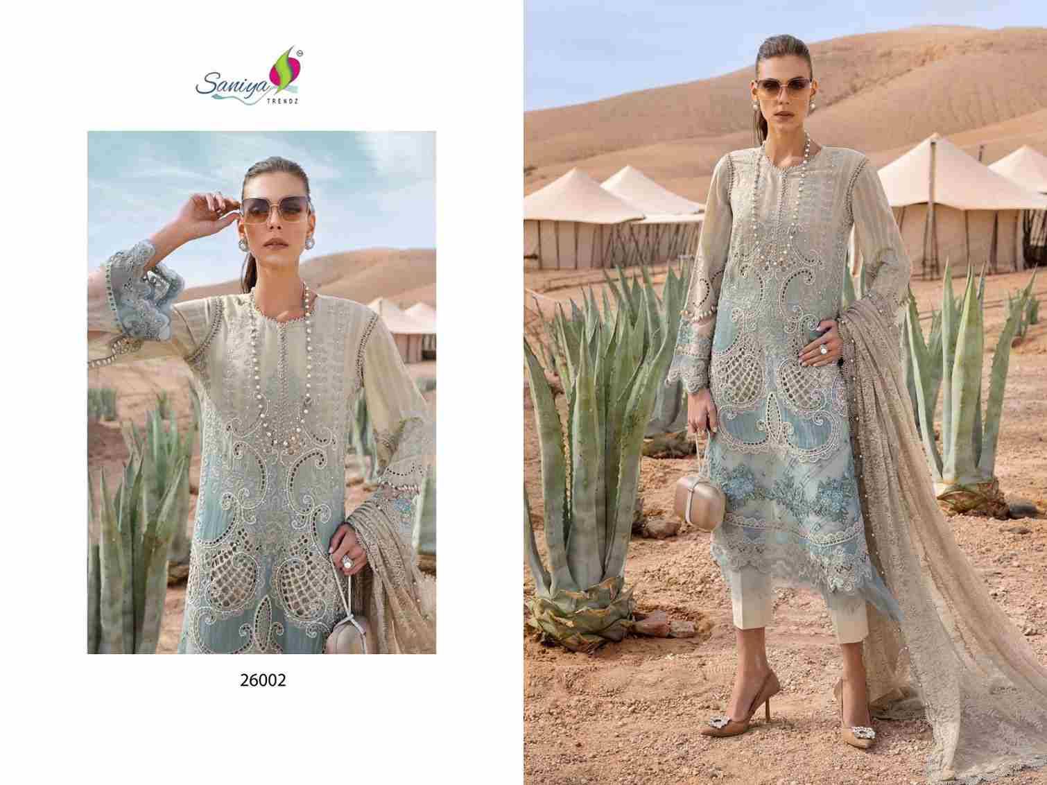 Maria.B. Lawn Vol-26 By Saniya Trendz 26001 To 26002 Series Beautiful Pakistani Suits Colorful Stylish Fancy Casual Wear & Ethnic Wear Cotton Embroidered Dresses At Wholesale Price