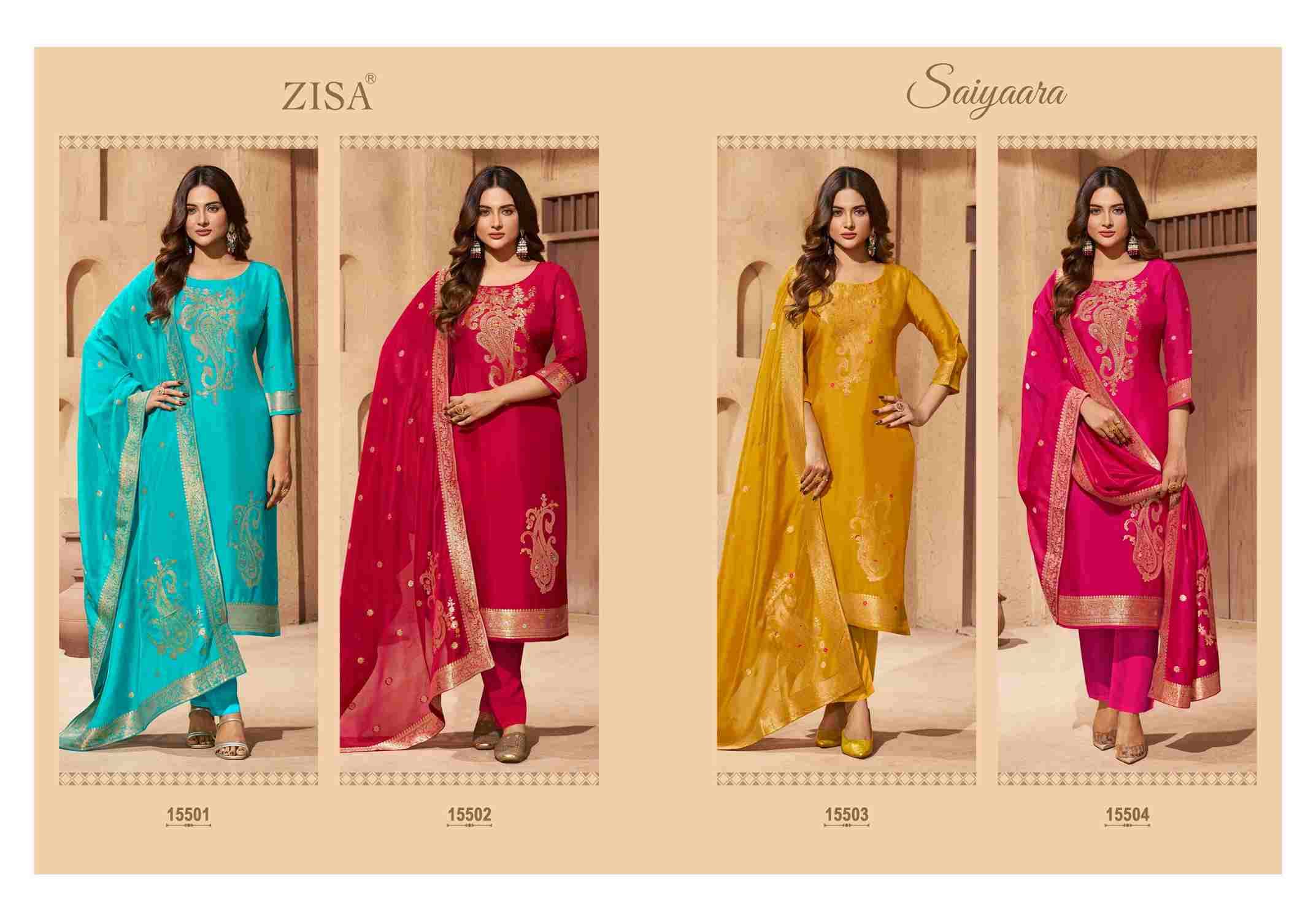 Saiyaara By Zisa 15501 To 15504 Series Beautiful Festive Suits Stylish Fancy Colorful Casual Wear & Ethnic Wear Pure Tabby Silk Dresses At Wholesale Price