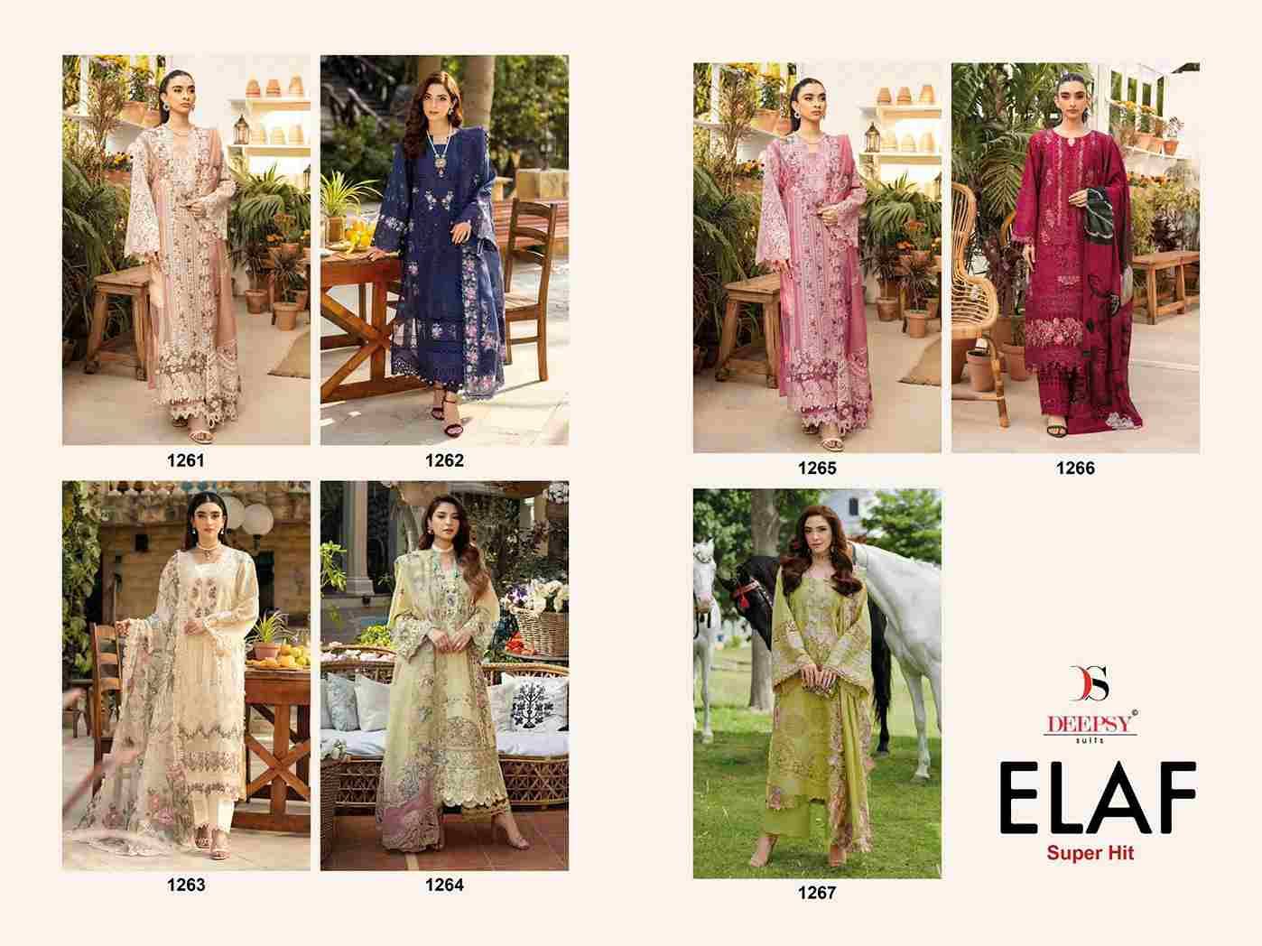 Elaf Super Hit By Deepsy Suits 1261 To 1267 Series Designer Pakistani Suits Beautiful Fancy Stylish Colorful Party Wear & Occasional Wear Pure Cotton Dresses At Wholesale Price