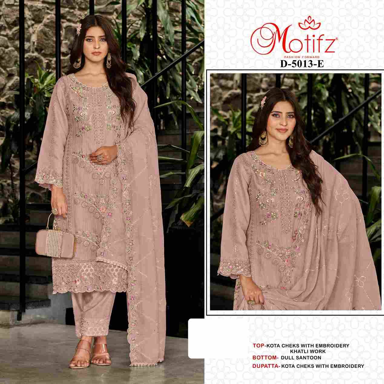 Motifz Hit Design 5013 Colours Vol-2 By Motifz 5013-E To 5013-H Series Beautiful Pakistani Suits Colorful Stylish Fancy Casual Wear & Ethnic Wear Kota Checks Dresses At Wholesale Price