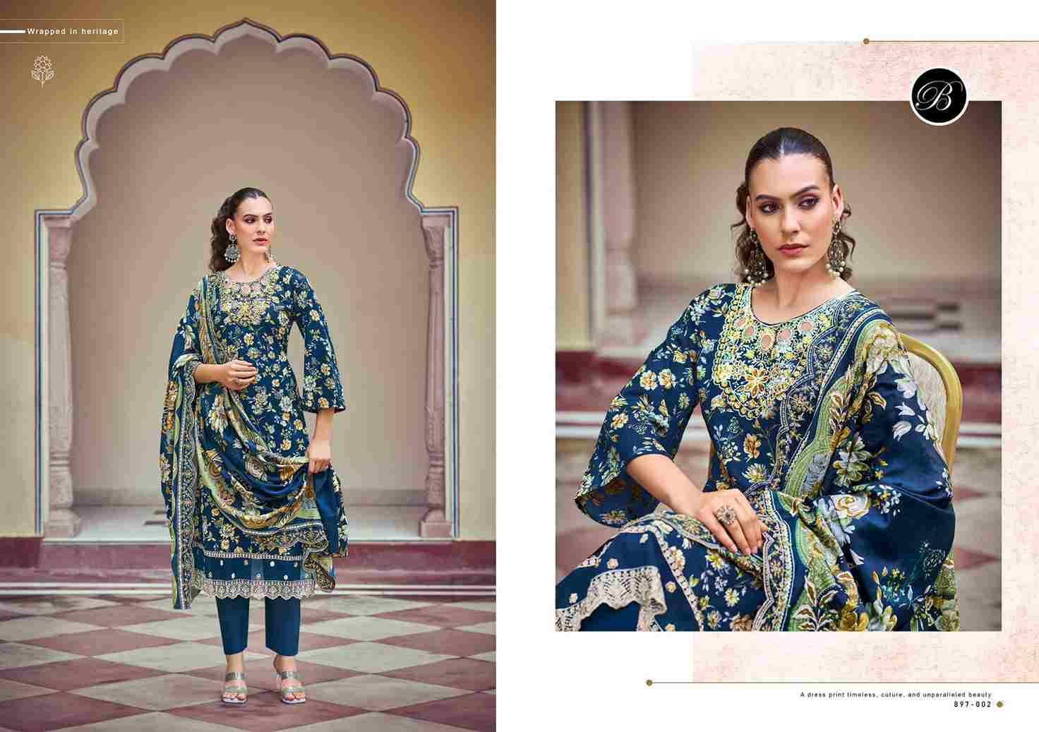 Aisha By Belliza 897-001 To 897-010 Series Beautiful Winter Collection Suits Stylish Fancy Colorful Casual Wear & Ethnic Wear Pure Cotton Digital Style Printed Dresses At Wholesale Price