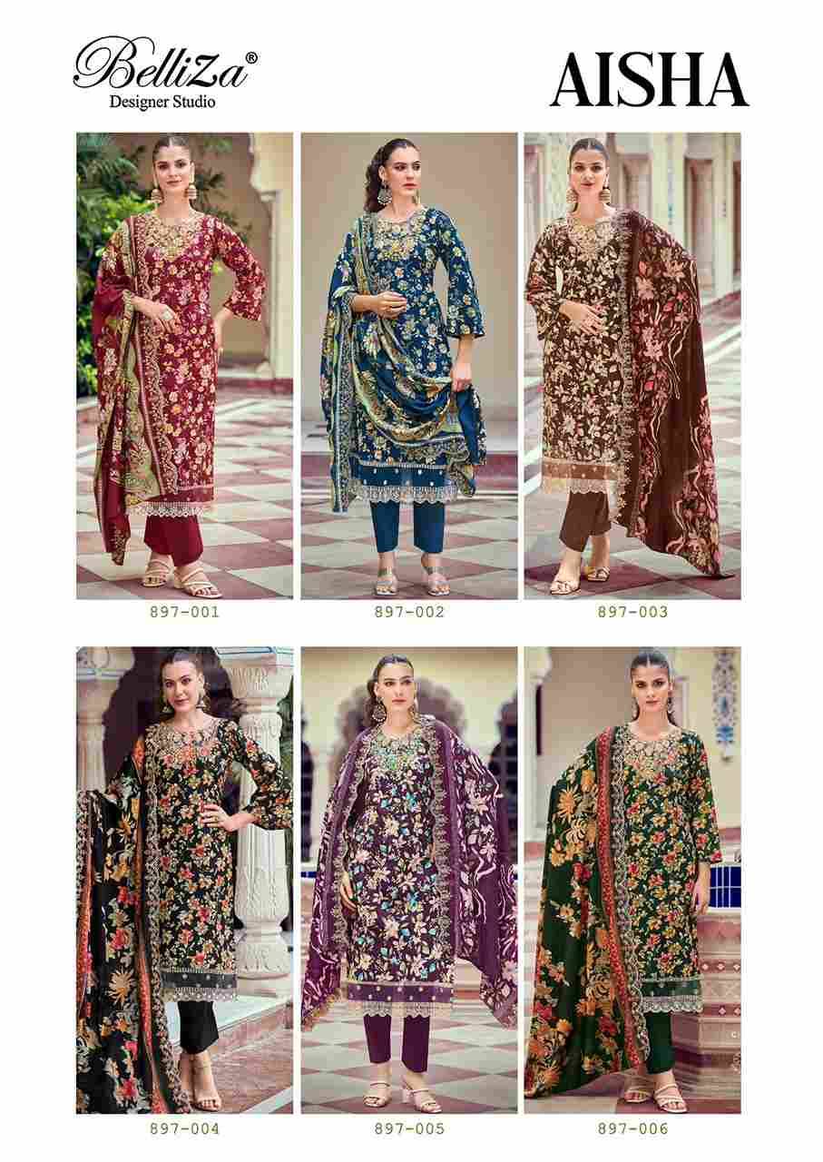 Aisha By Belliza 897-001 To 897-010 Series Beautiful Winter Collection Suits Stylish Fancy Colorful Casual Wear & Ethnic Wear Pure Cotton Digital Style Printed Dresses At Wholesale Price