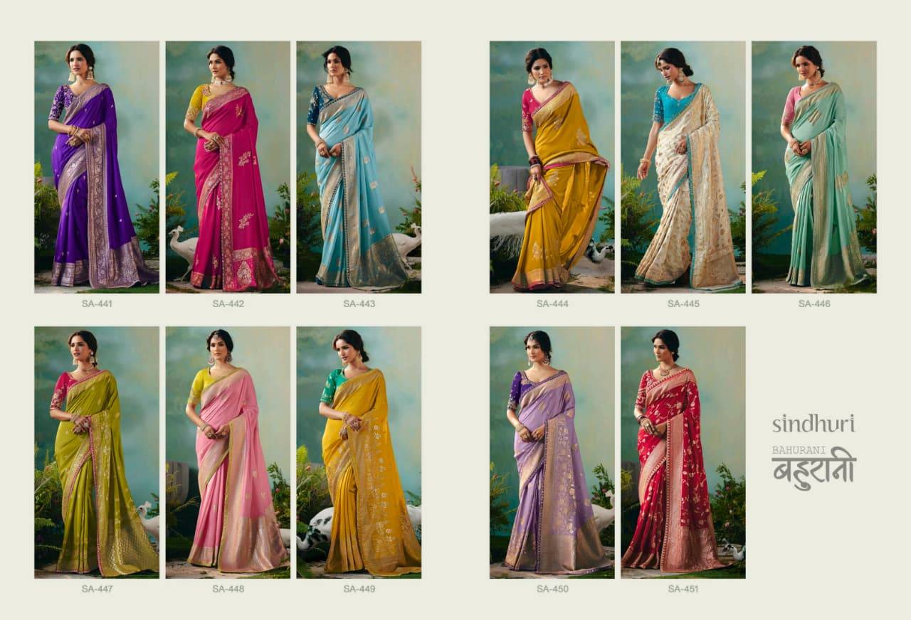Bahurani By Kimora 441 To 451 Series Indian Traditional Wear Collection Beautiful Stylish Fancy Colorful Party Wear & Occasional Wear Pure Viscose Dola Silk Sarees At Wholesale Price