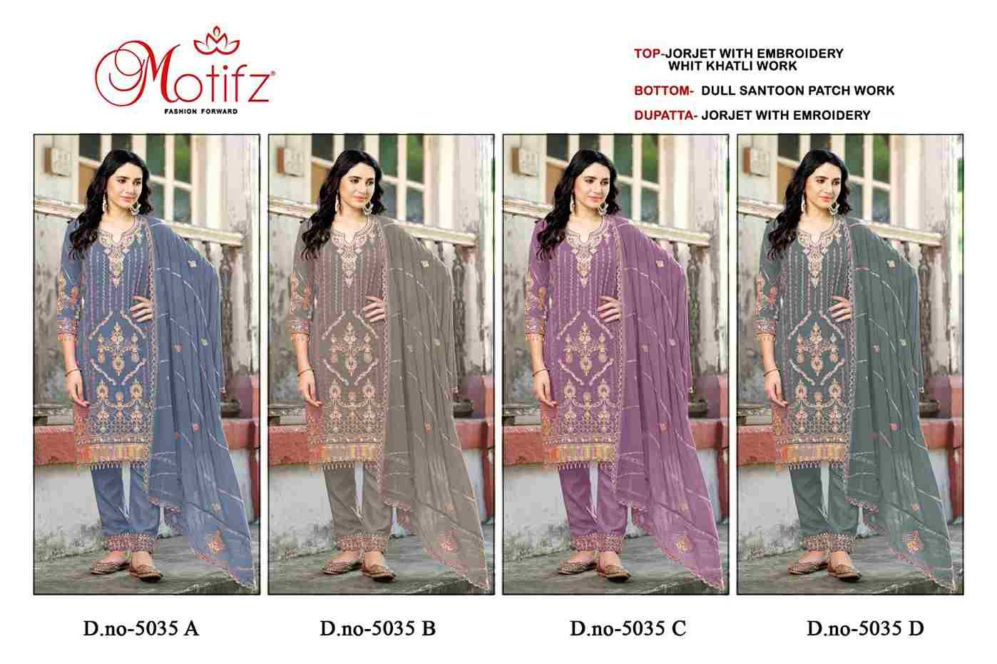 Motifz Hit Design 5035 Colours By Motifz 5035-A To 5035-D Series Beautiful Pakistani Suits Colorful Stylish Fancy Casual Wear & Ethnic Wear Georgette Dresses At Wholesale Price