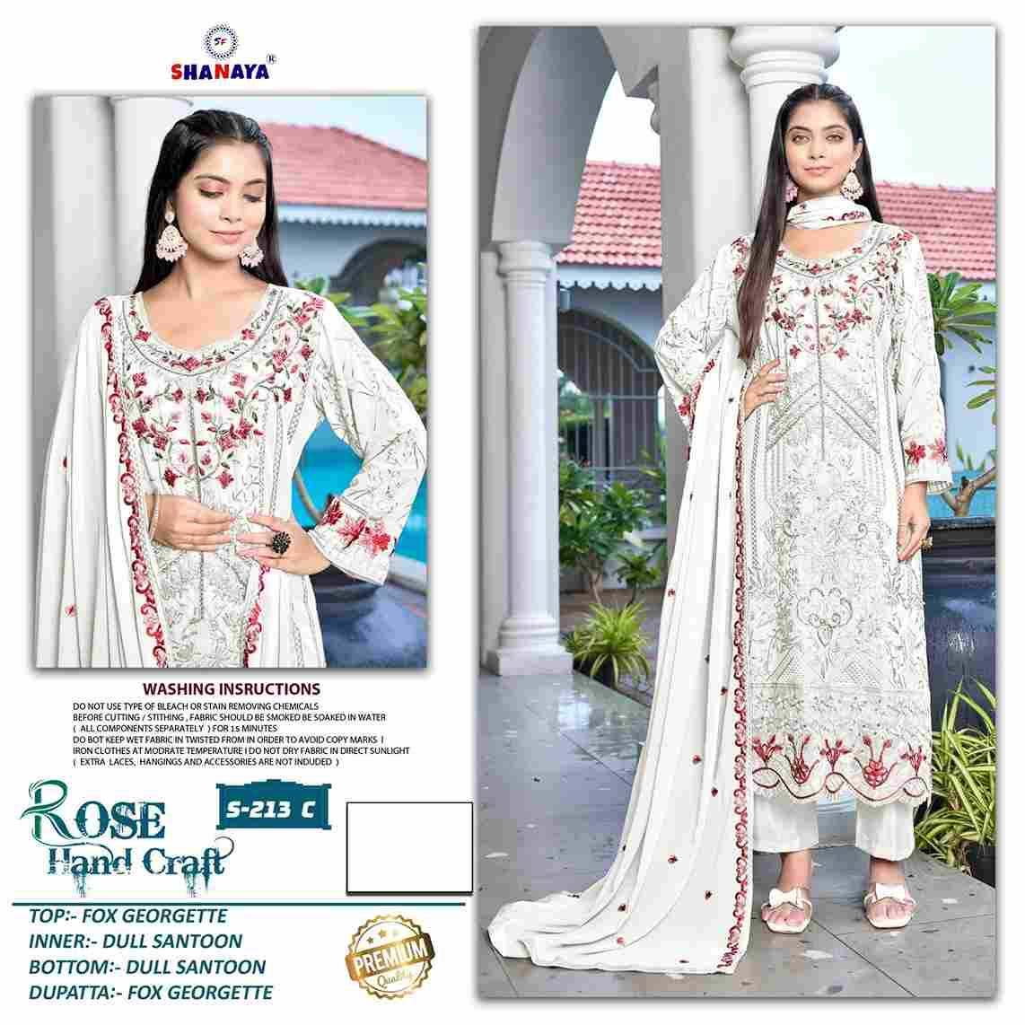 Shanaya Hit Design S-213 Colours By Shanaya Fashion S-213-A To S-213-D Series Beautiful Pakistani Suits Colorful Stylish Fancy Casual Wear & Ethnic Wear Faux Georgette Dresses At Wholesale Price