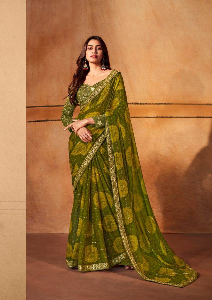Gerua By Stavan 01 To 03 Series Indian Traditional Wear Collection Beautiful Stylish Fancy Colorful Party Wear & Occasional Wear Pure Chiffon Sarees At Wholesale Price