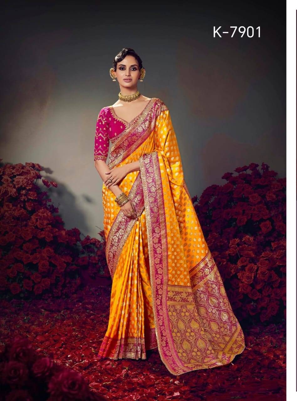 Keshva By Kira 7901 To 7910 Series Indian Traditional Wear Collection Beautiful Stylish Fancy Colorful Party Wear & Occasional Wear Pure Satin Sarees At Wholesale Price