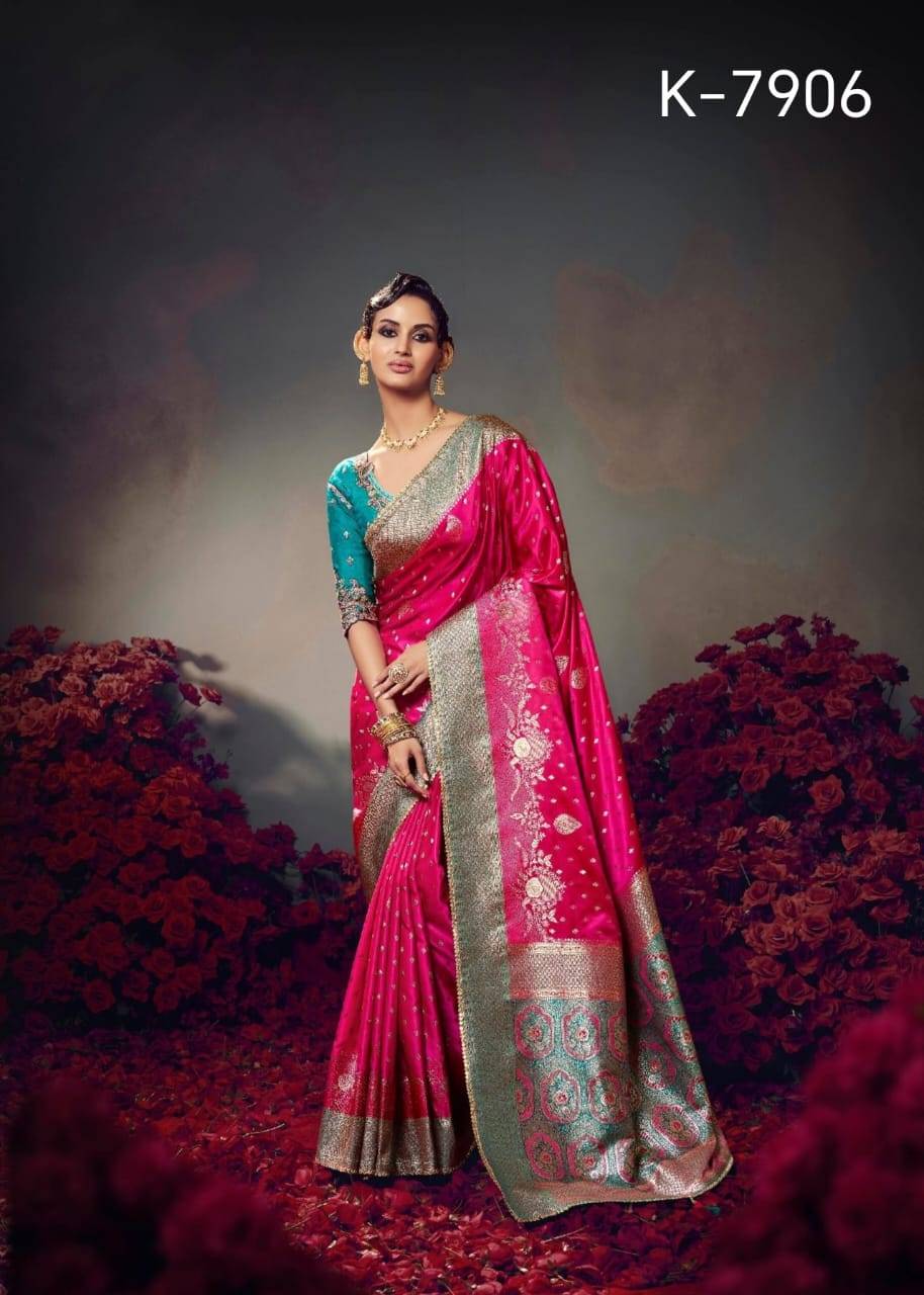 Keshva By Kira 7901 To 7910 Series Indian Traditional Wear Collection Beautiful Stylish Fancy Colorful Party Wear & Occasional Wear Pure Satin Sarees At Wholesale Price