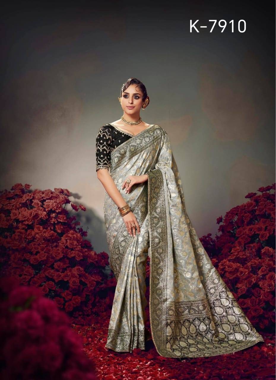Keshva By Kira 7901 To 7910 Series Indian Traditional Wear Collection Beautiful Stylish Fancy Colorful Party Wear & Occasional Wear Pure Satin Sarees At Wholesale Price