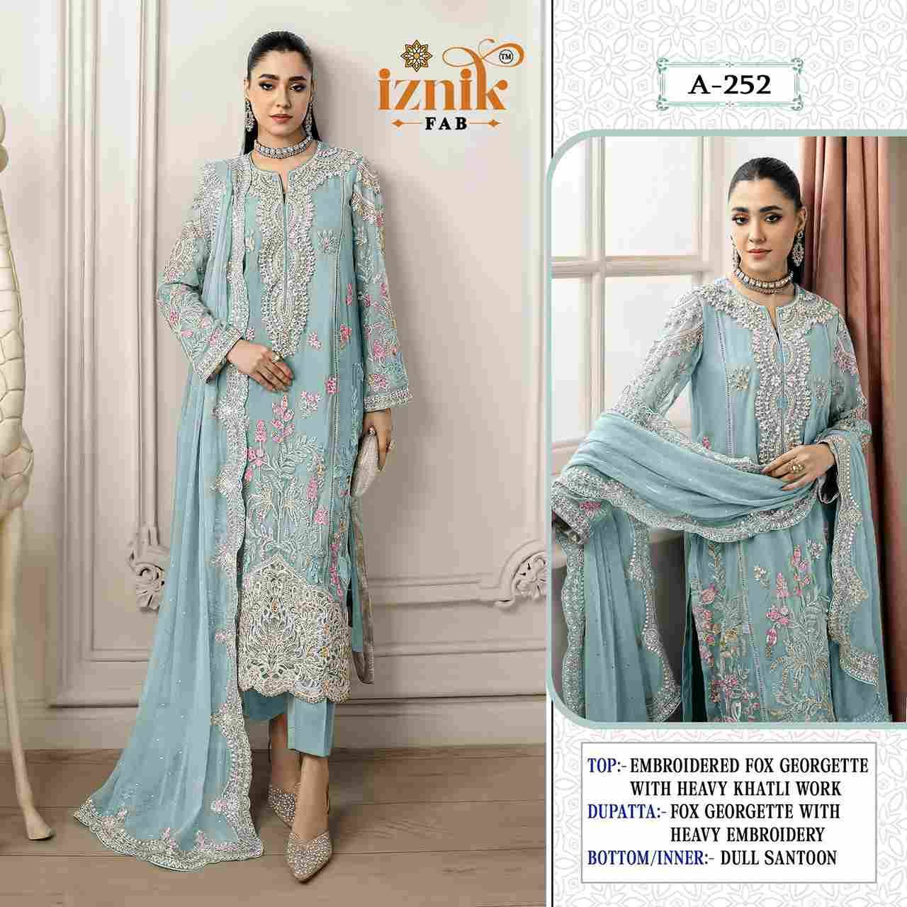 Iznik 252 Colours By Iznik Fab 252-A To 252-D Series Designer Pakistani Suits Beautiful Stylish Fancy Colorful Party Wear & Occasional Wear Faux Georgette With Embroidery Dresses At Wholesale Price