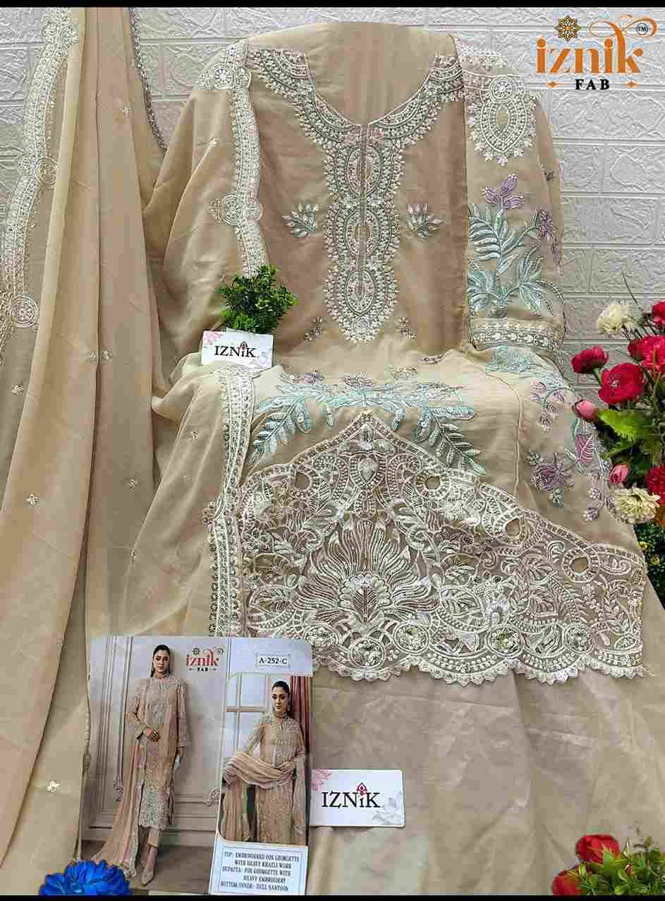 Iznik 252 Colours By Iznik Fab 252-A To 252-D Series Designer Pakistani Suits Beautiful Stylish Fancy Colorful Party Wear & Occasional Wear Faux Georgette With Embroidery Dresses At Wholesale Price